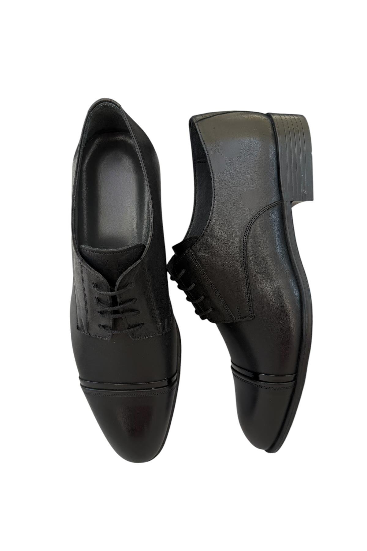 Erkek Bağcıklı Klasik Hakiki Deri Ayakkabı SİYAH - Görsel 7