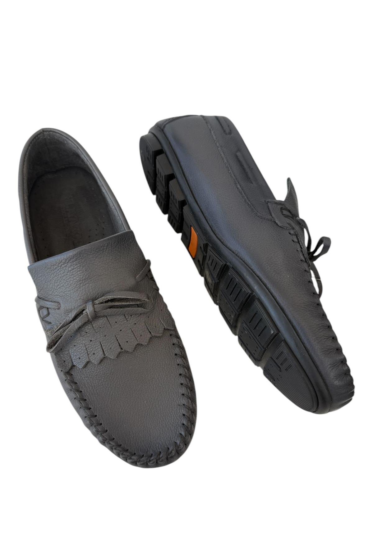 Erkek Hakiki Deri Günlük Floter Rok Ayakkabı FÜME - Görsel 5