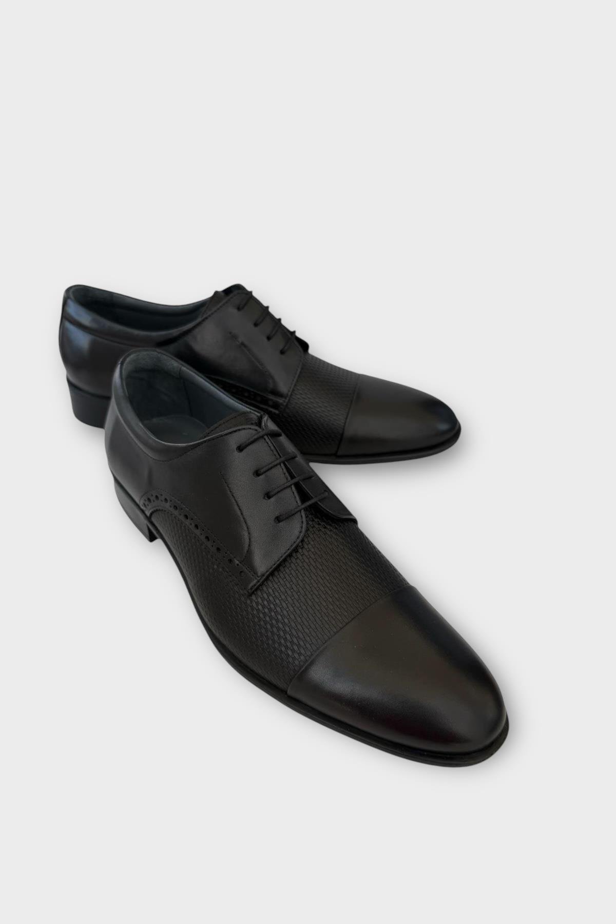 Erkek Bağcıklı Klasik Hakiki Deri Ayakkabı SİYAH - Görsel 3