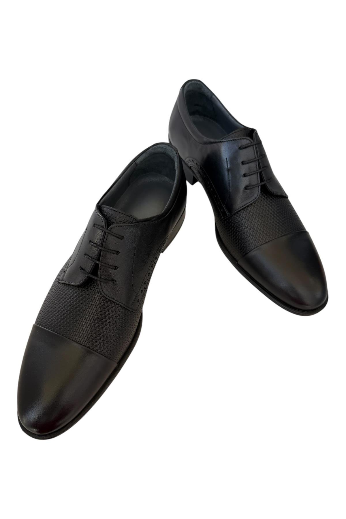 Erkek Bağcıklı Klasik Hakiki Deri Ayakkabı SİYAH - Görsel 4