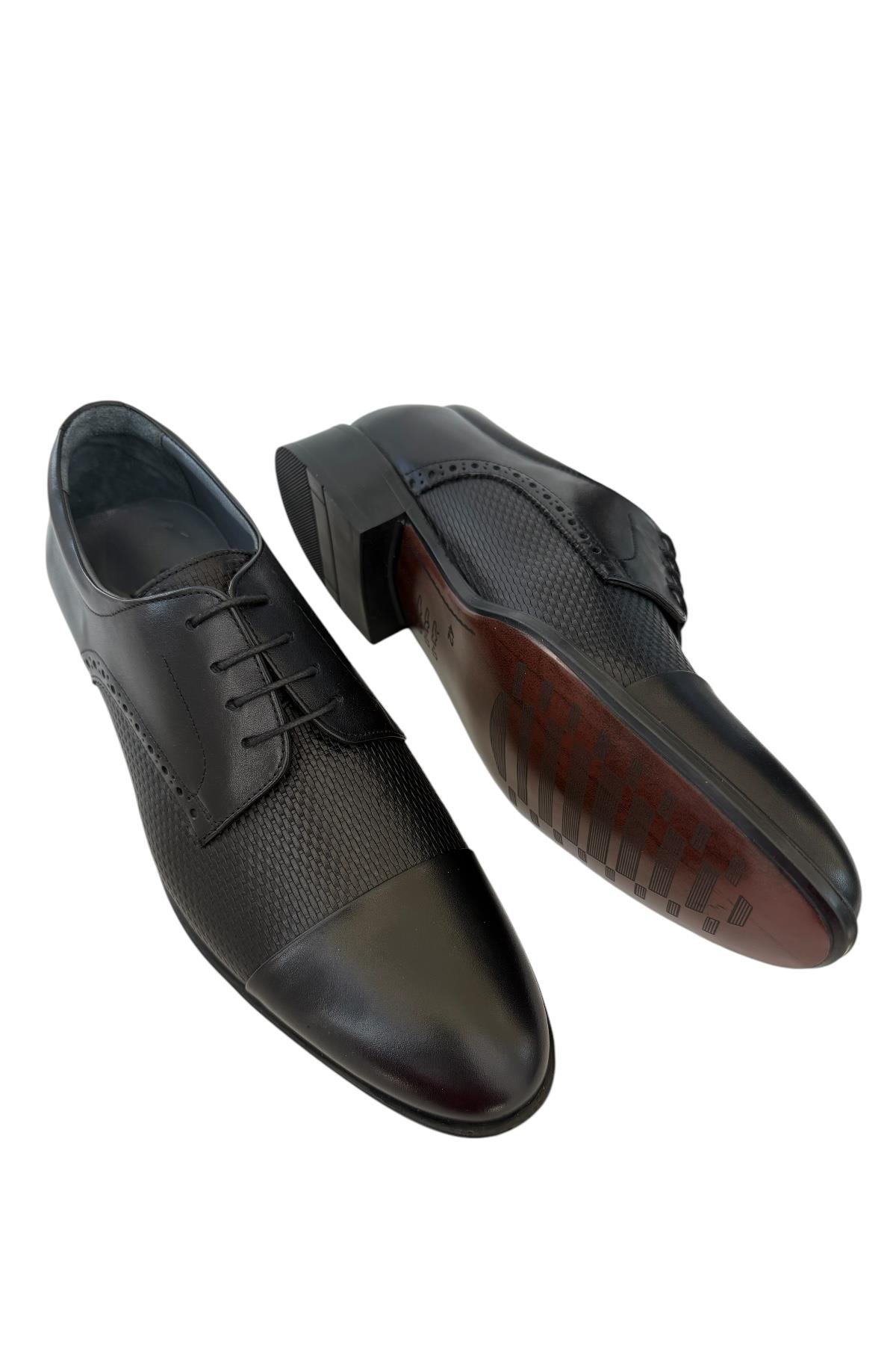 Erkek Bağcıklı Klasik Hakiki Deri Ayakkabı SİYAH - Görsel 5