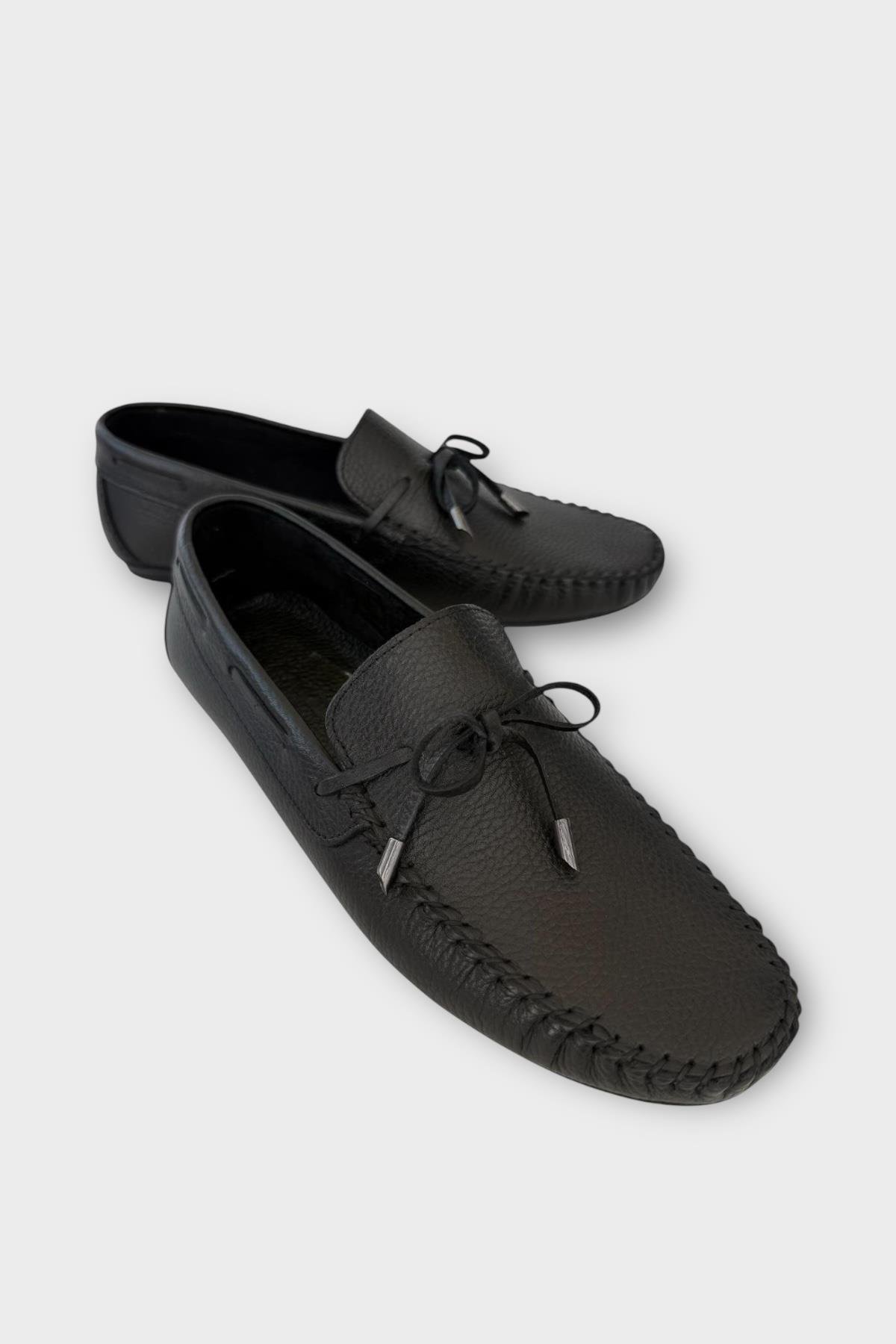Erkek Hakiki Deri Floter Rok Ayakkabı SİYAH - Görsel 3