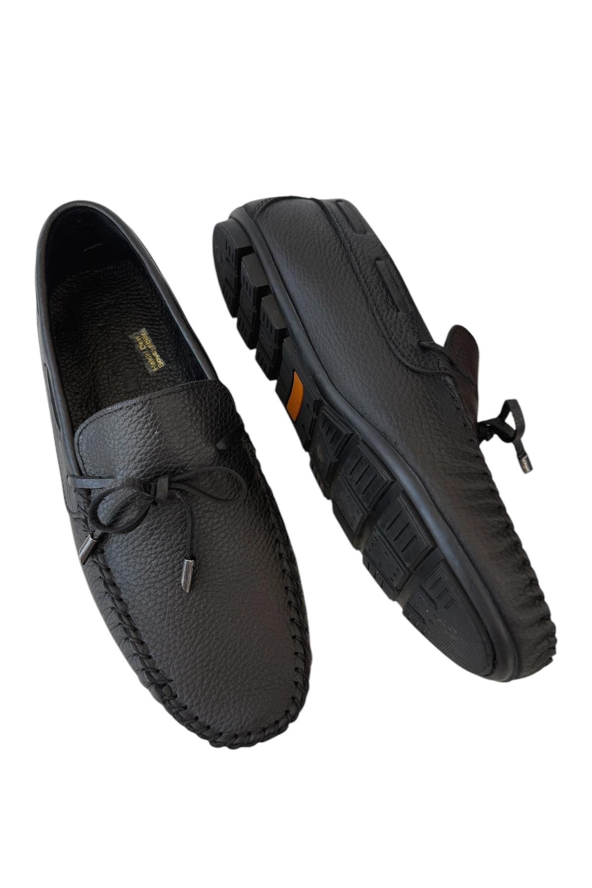 Erkek Hakiki Deri Floter Rok Ayakkabı SİYAH - Görsel 5