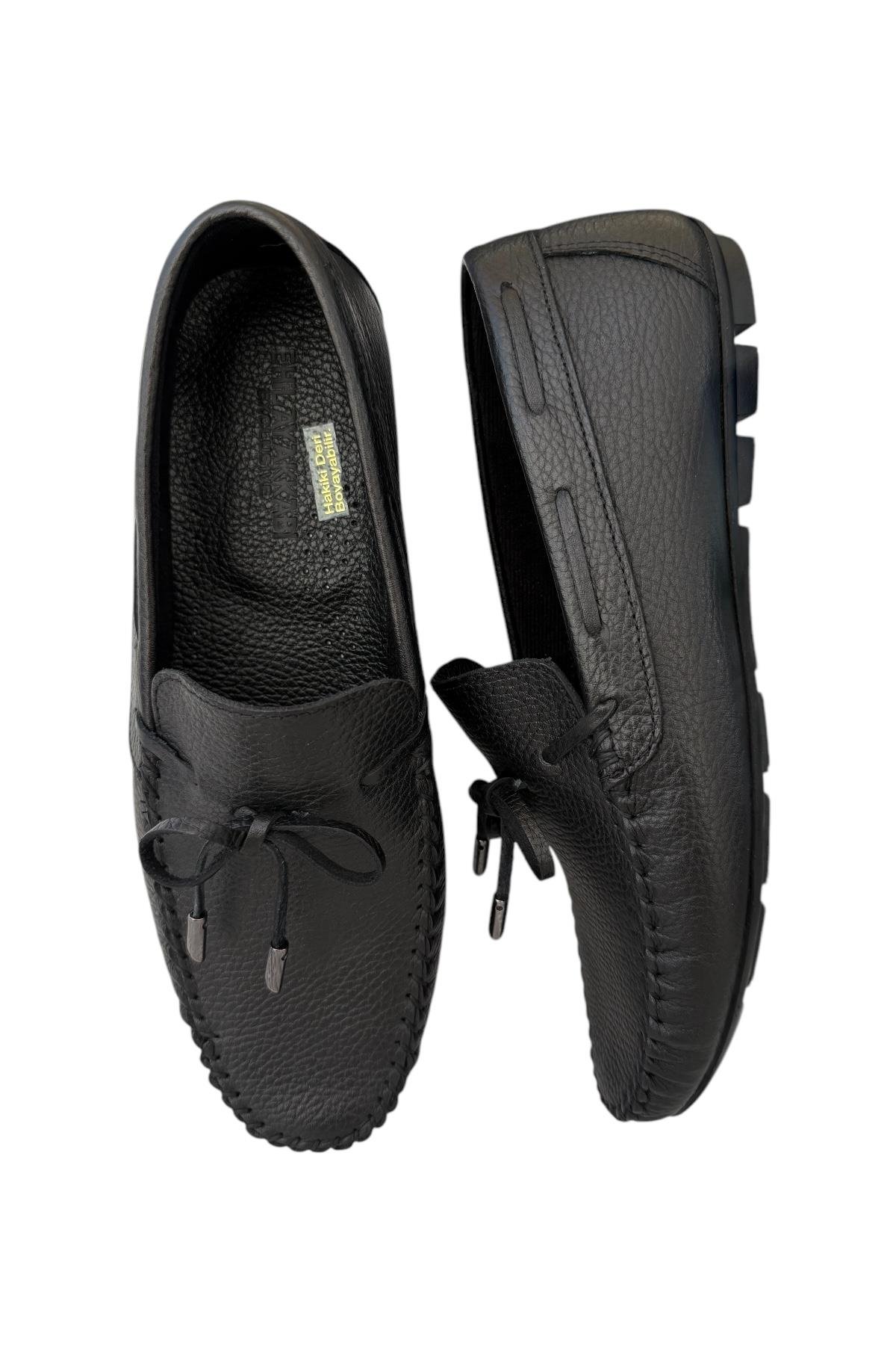 Erkek Hakiki Deri Floter Rok Ayakkabı SİYAH - Görsel 7