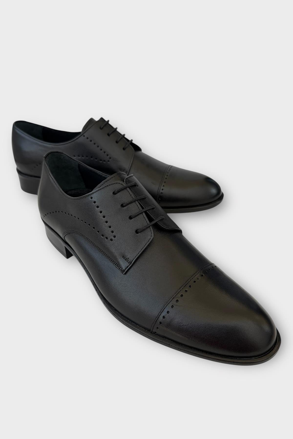 Erkek Bağcıklı Hakiki Deri Ayakkabı SİYAH - Görsel 3