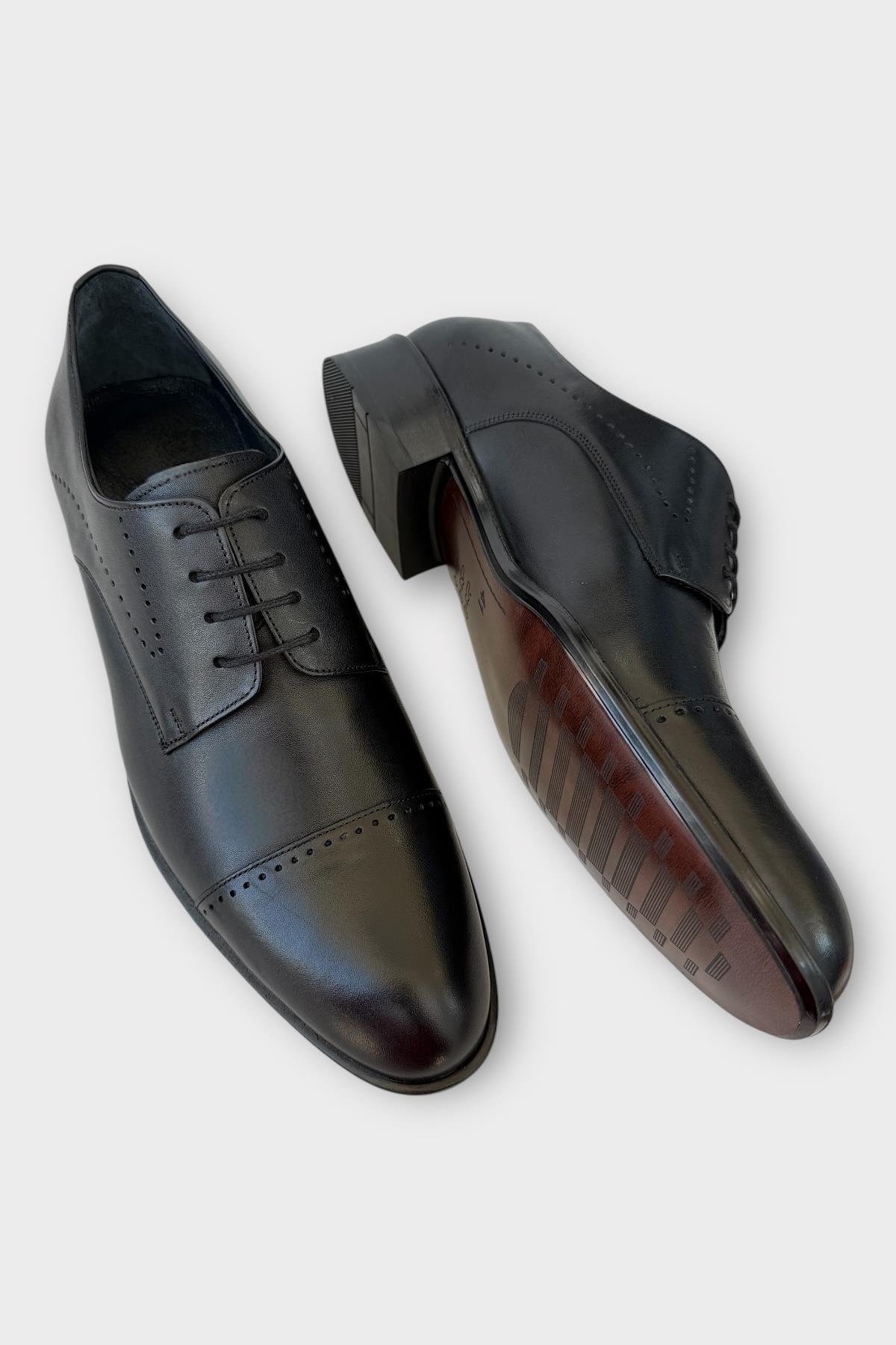 Erkek Bağcıklı Hakiki Deri Ayakkabı SİYAH - Görsel 5