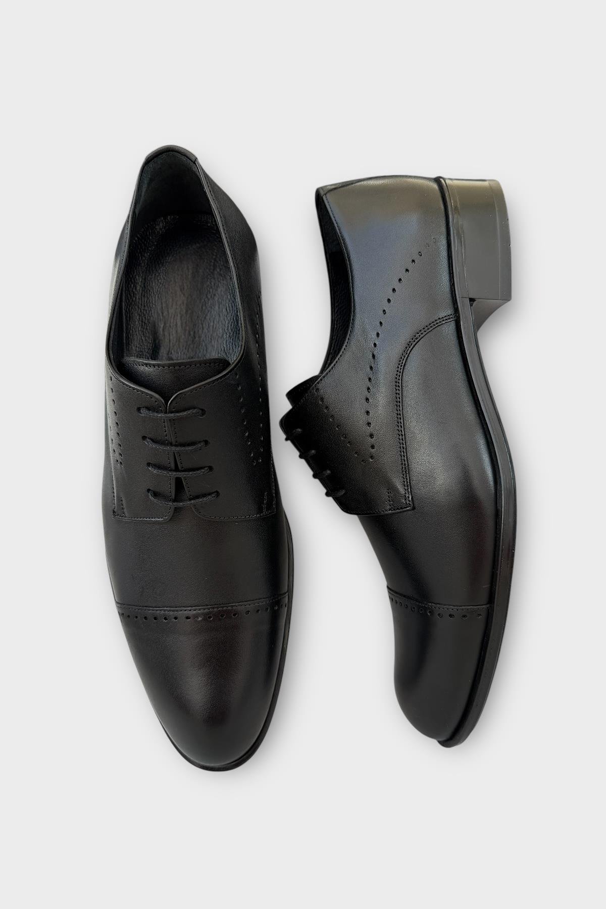 Erkek Bağcıklı Hakiki Deri Ayakkabı SİYAH - Görsel 7