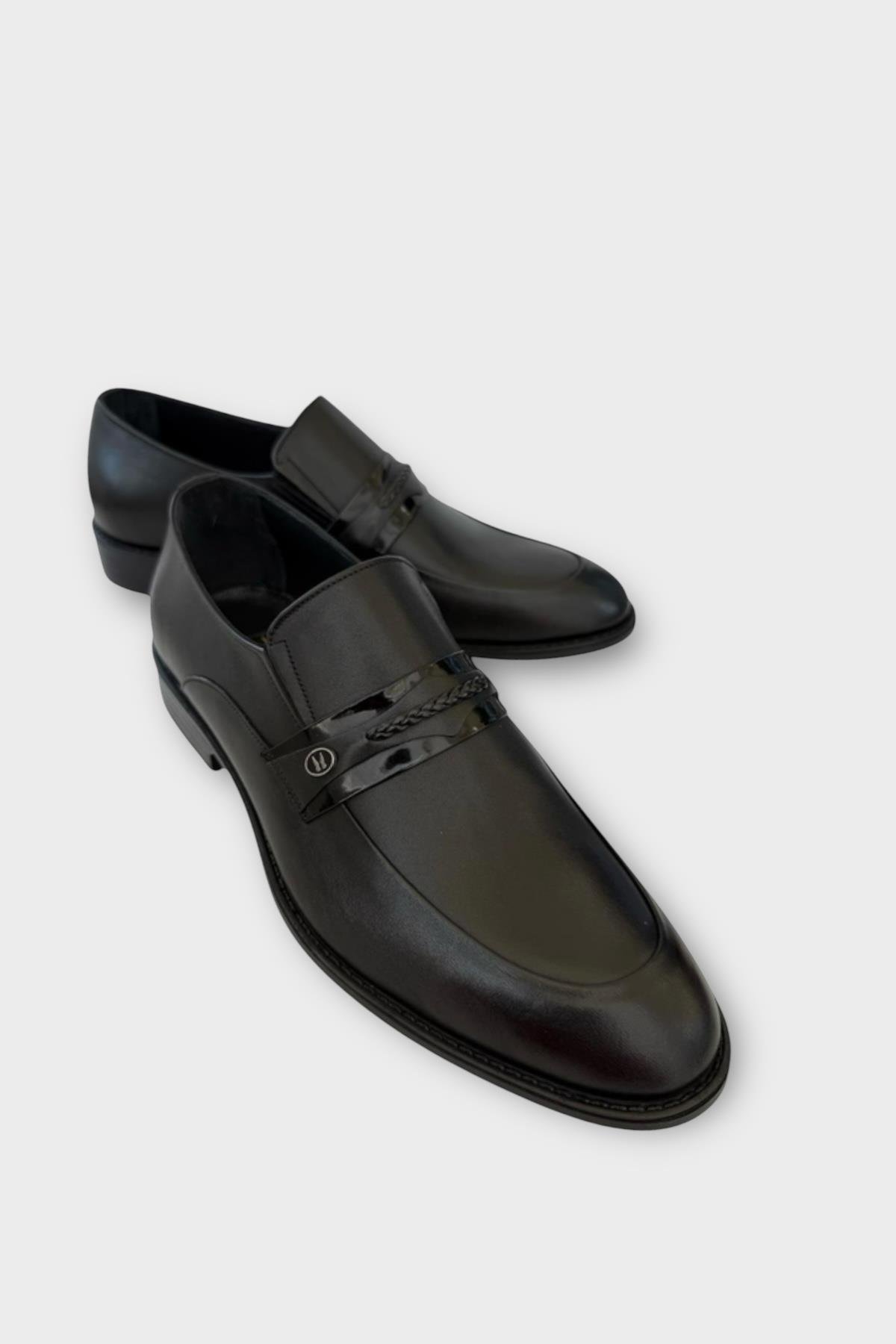 Erkek Tokalı Klasik Hakiki Deri Ayakkabı SİYAH - Görsel 3