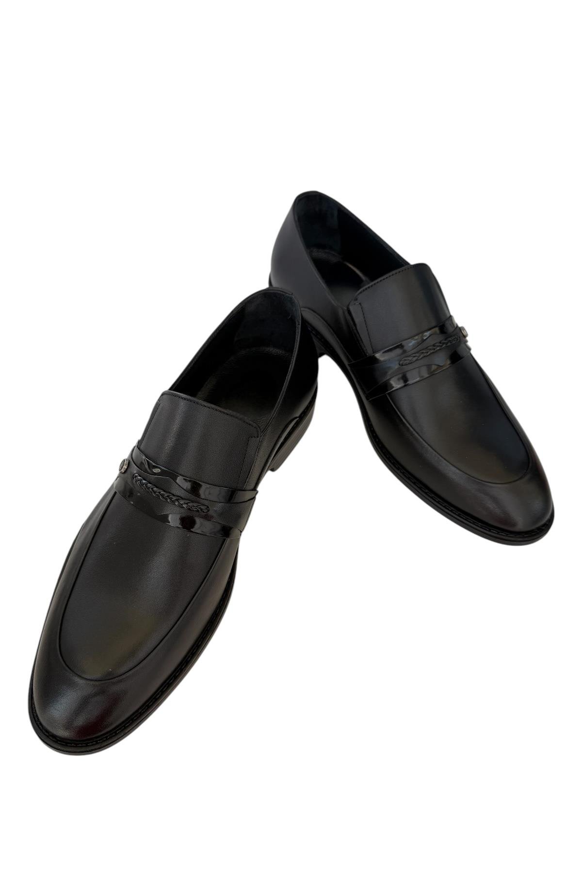Erkek Tokalı Klasik Hakiki Deri Ayakkabı SİYAH - Görsel 4