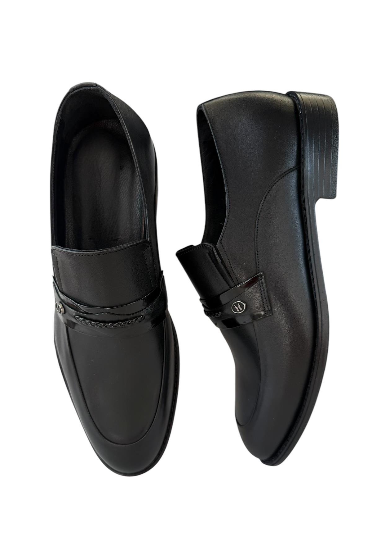 Erkek Tokalı Klasik Hakiki Deri Ayakkabı SİYAH - Görsel 7