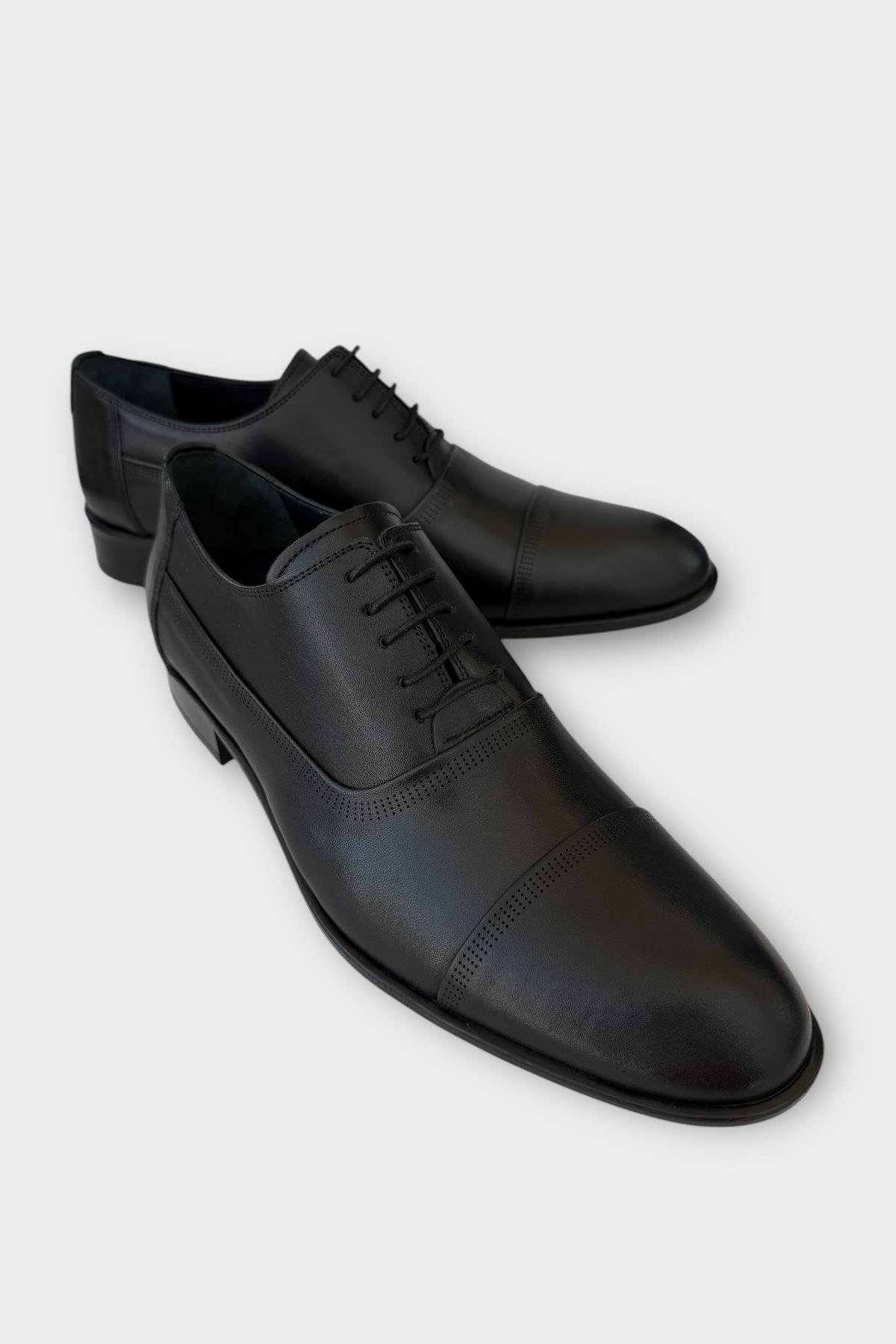 Erkek Bağcıklı Klasik Hakiki Deri Ayakkabı SİYAH - Görsel 3