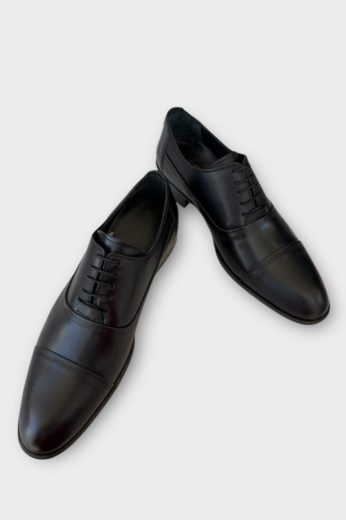 Erkek Bağcıklı Klasik Hakiki Deri Ayakkabı SİYAH - Görsel 4