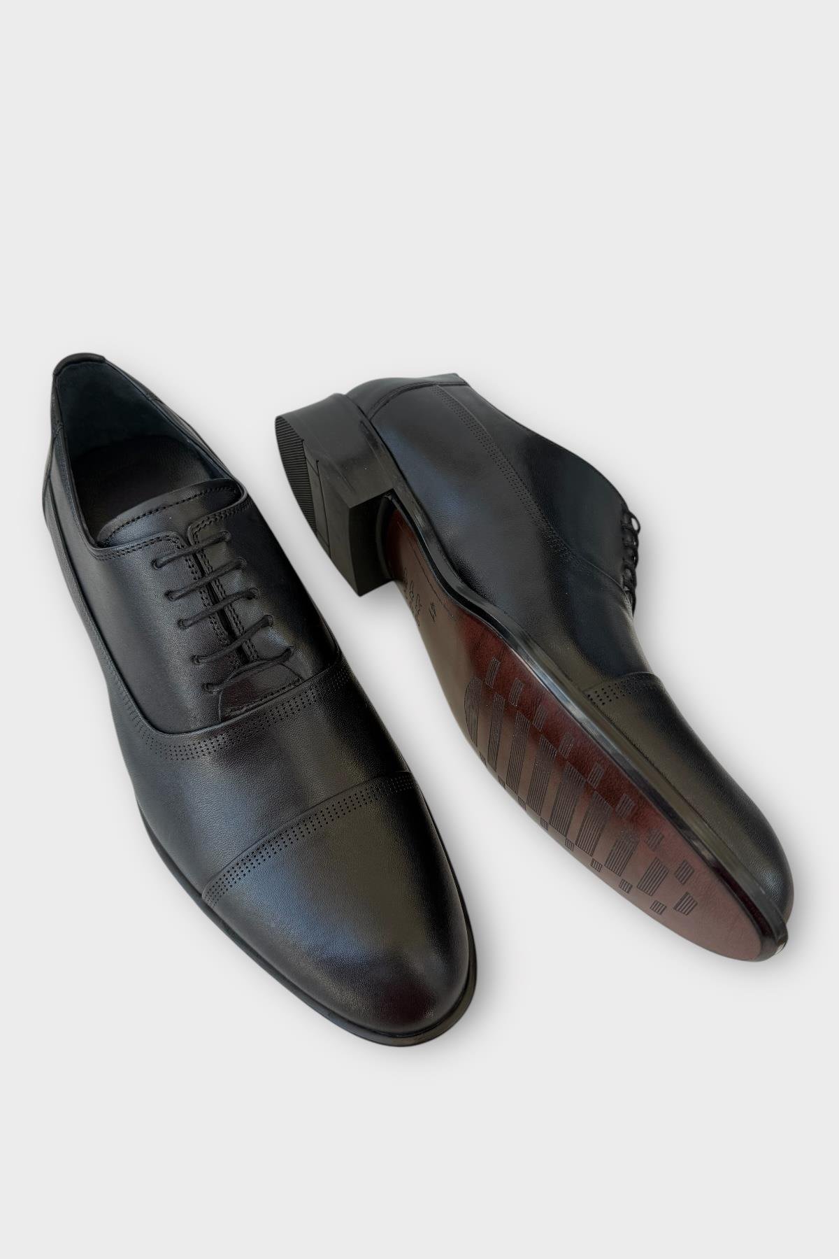 Erkek Bağcıklı Klasik Hakiki Deri Ayakkabı SİYAH - Görsel 5