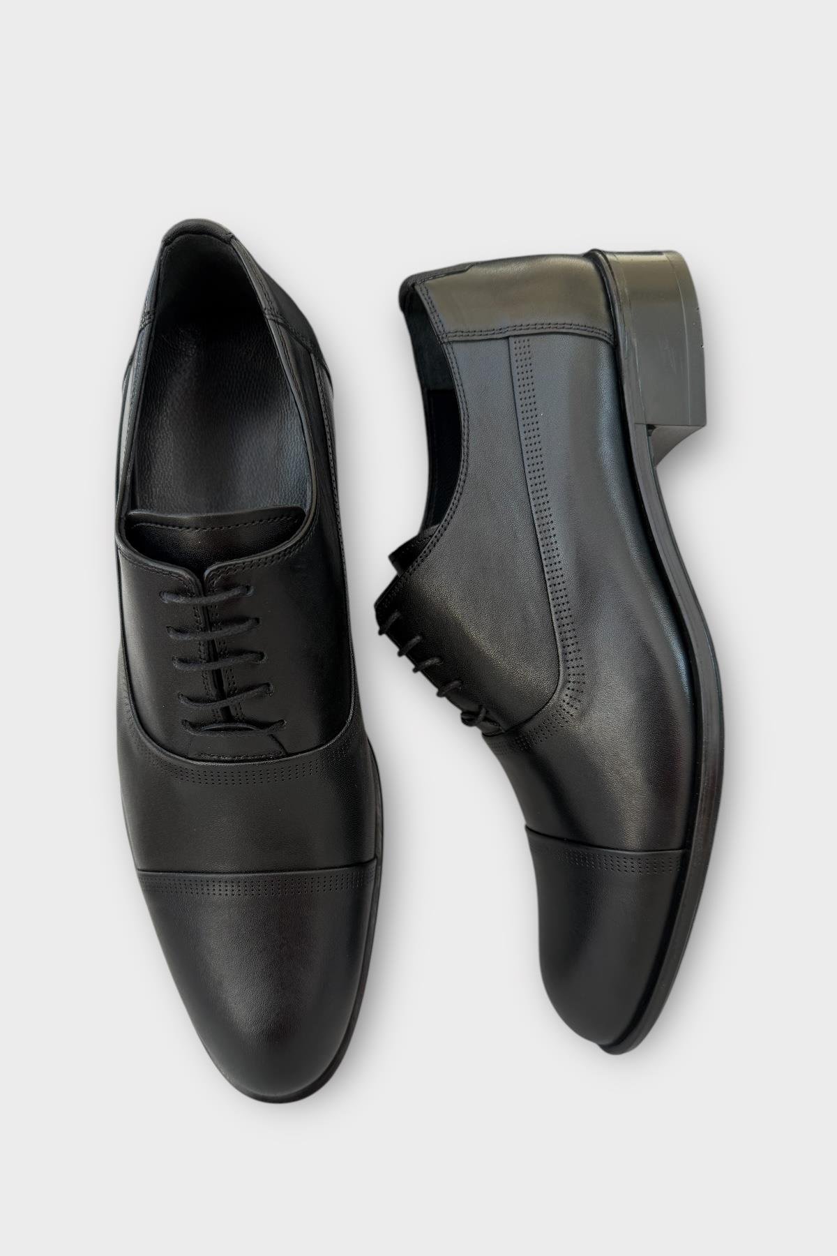 Erkek Bağcıklı Klasik Hakiki Deri Ayakkabı SİYAH - Görsel 7
