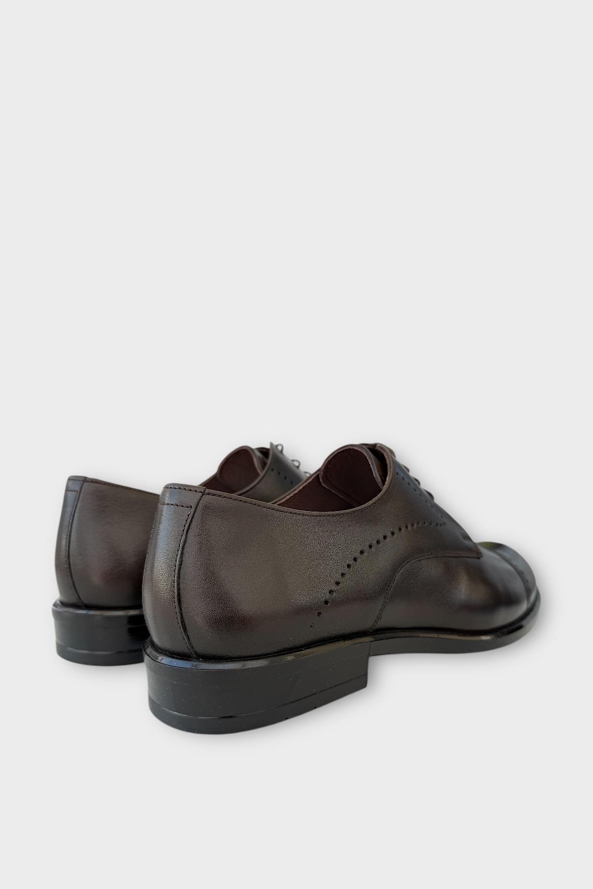 Erkek Bağcıklı Hakiki Deri Ayakkabı KAHVERENGİ - Görsel 6