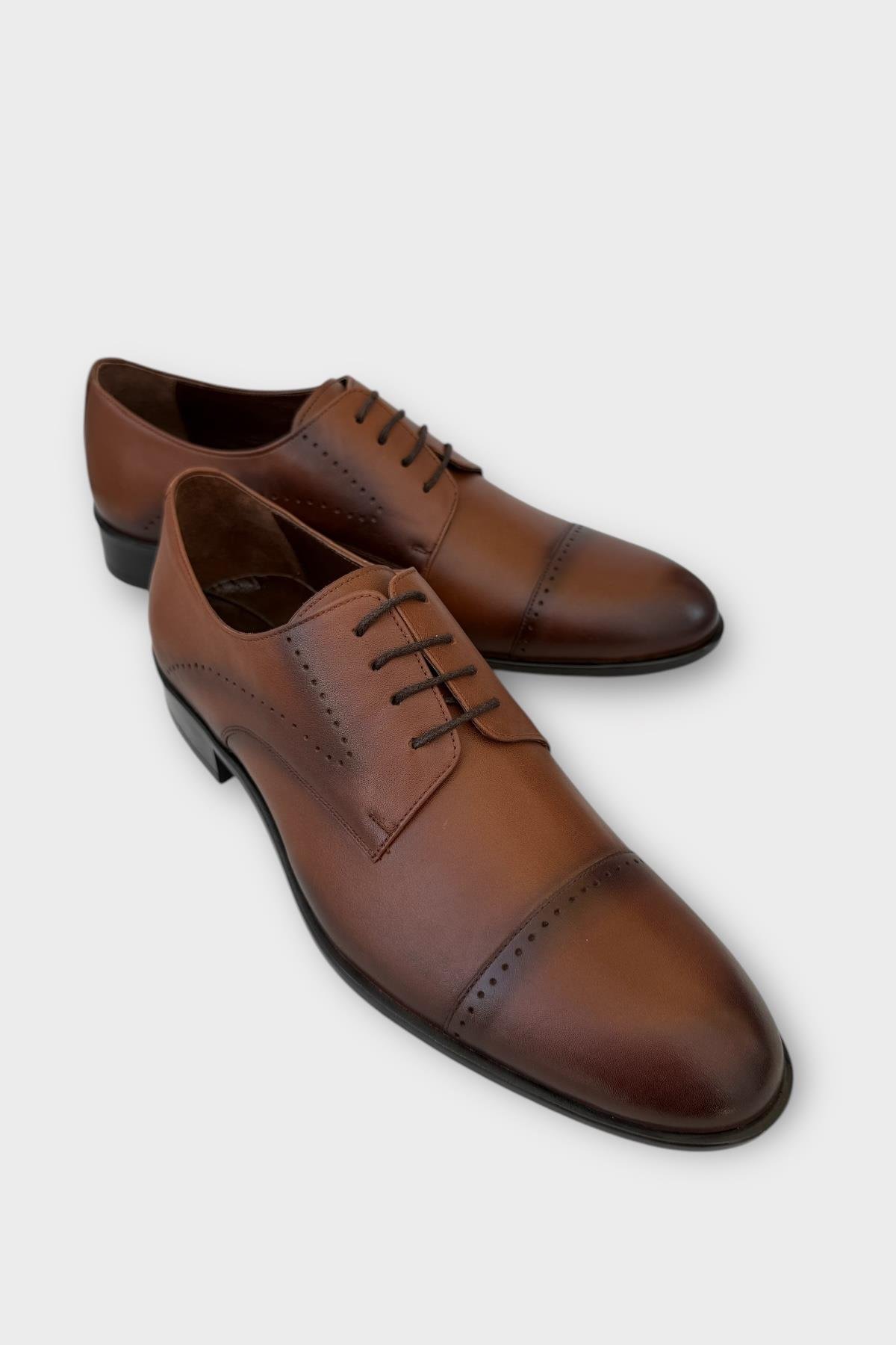 Erkek Bağcıklı Hakiki Deri Ayakkabı TABA - Görsel 3