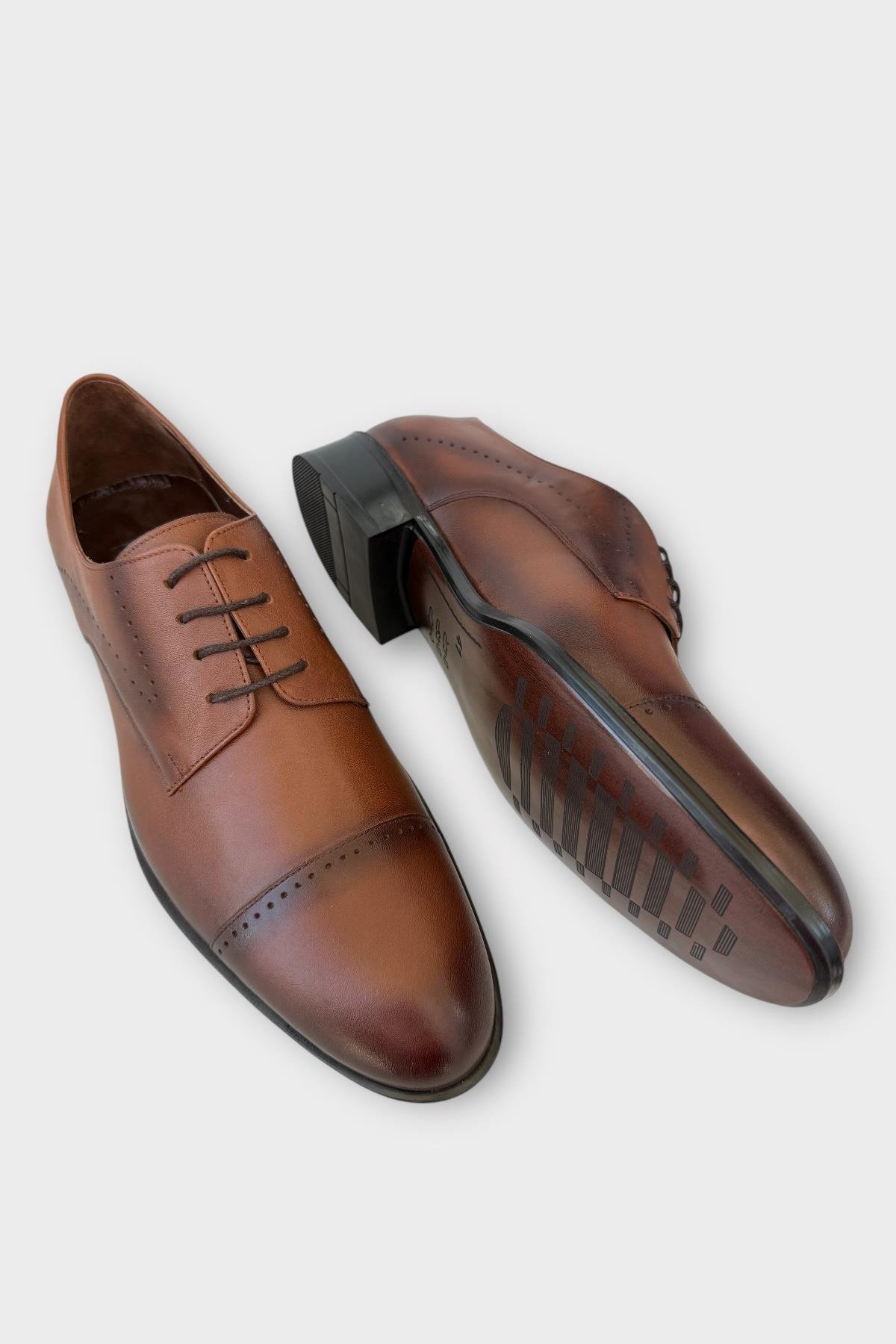 Erkek Bağcıklı Hakiki Deri Ayakkabı TABA - Görsel 5