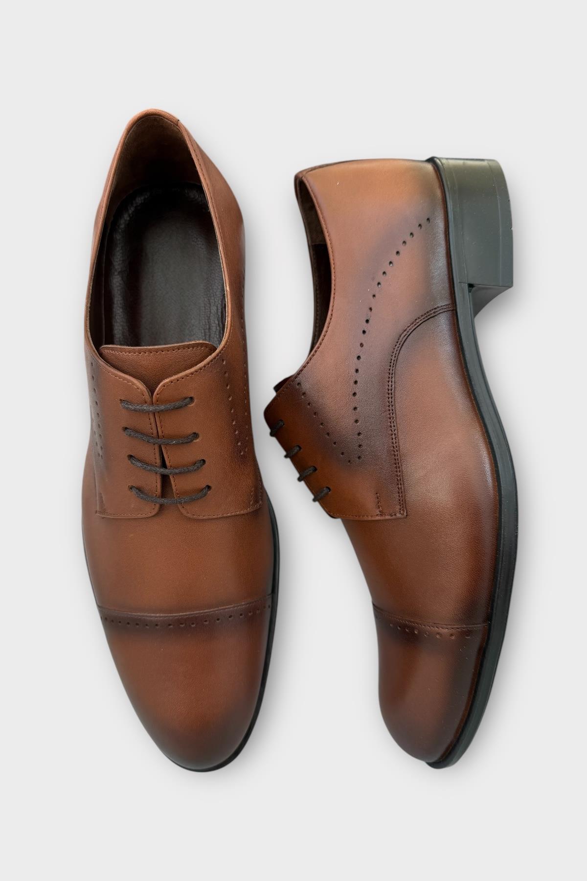 Erkek Bağcıklı Hakiki Deri Ayakkabı TABA - Görsel 8