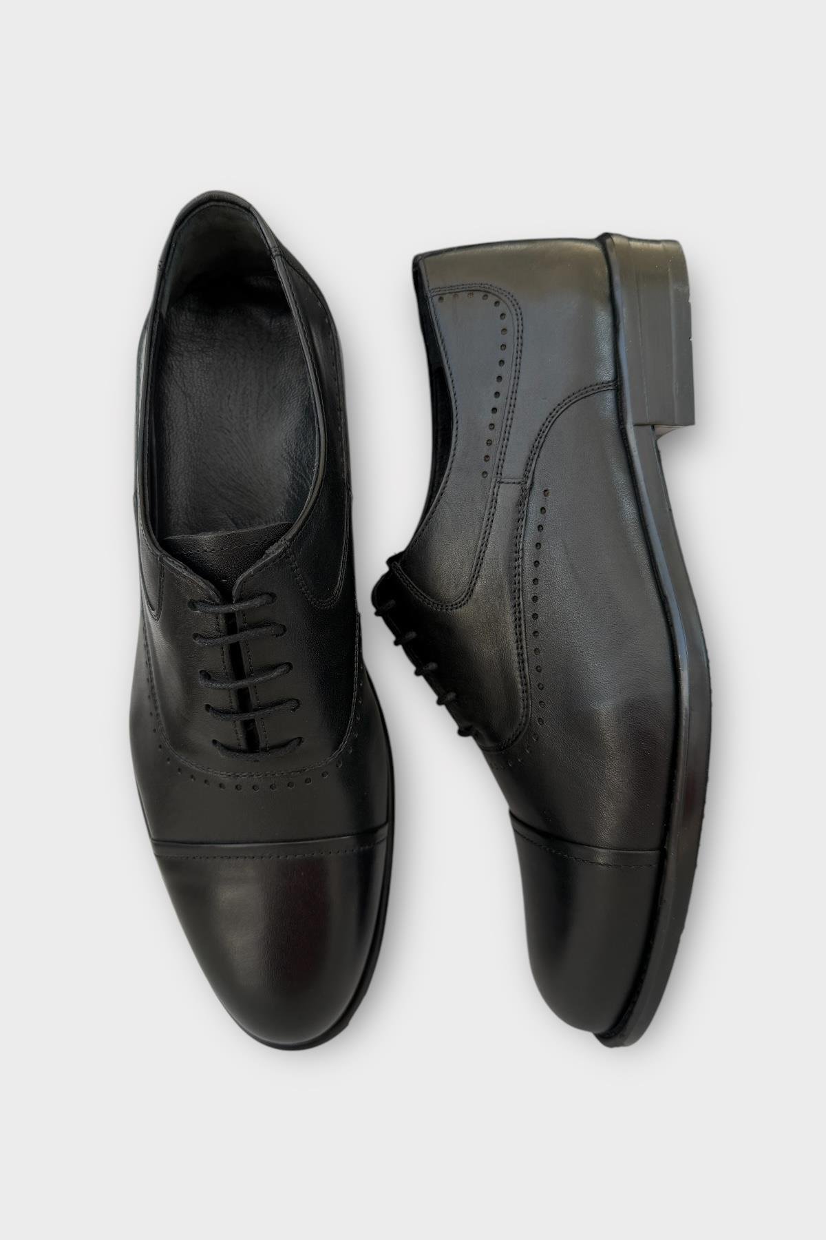Erkek Bağcıklı Klasik Hakiki Deri Ayakkabı SİYAH - Görsel 6