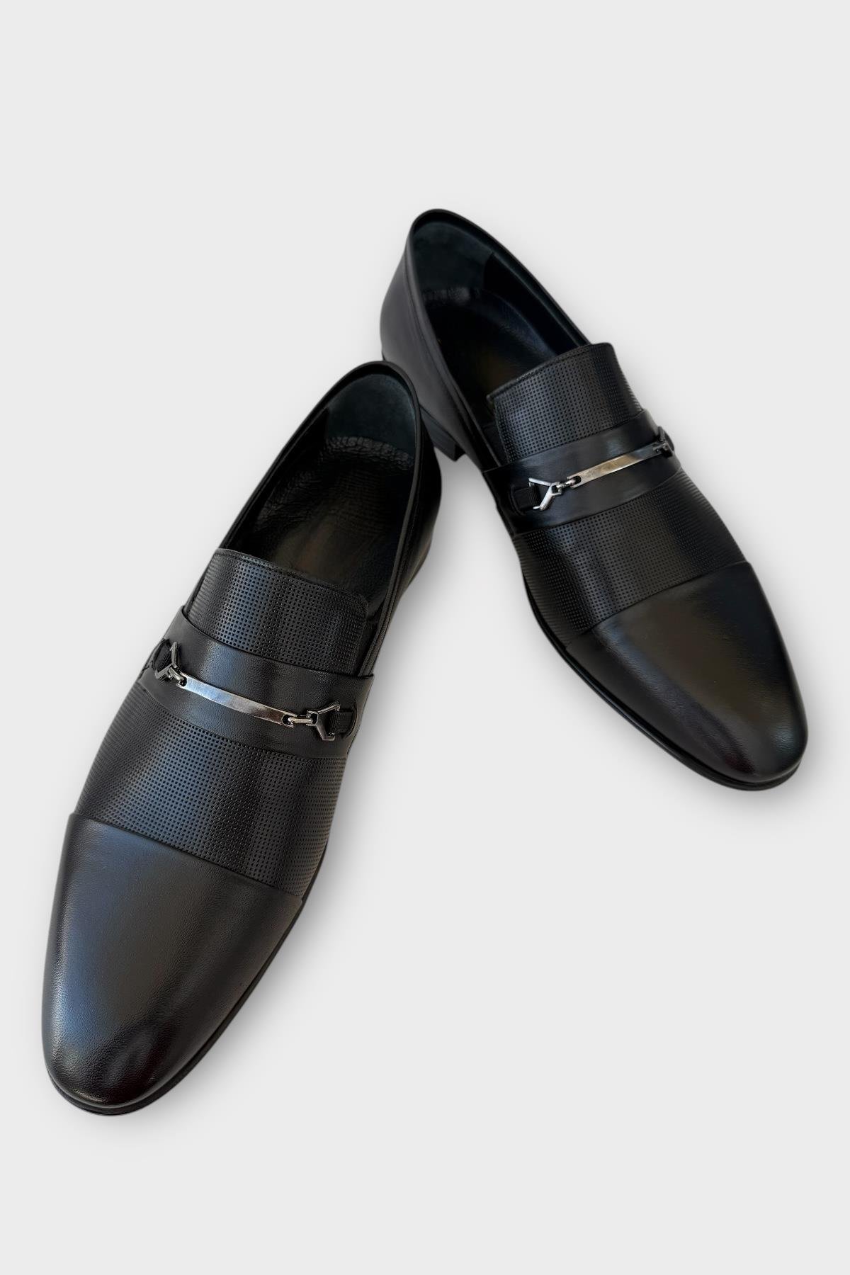 Erkek Tokalı Hakiki Deri Ayakkabı SİYAH - Görsel 4