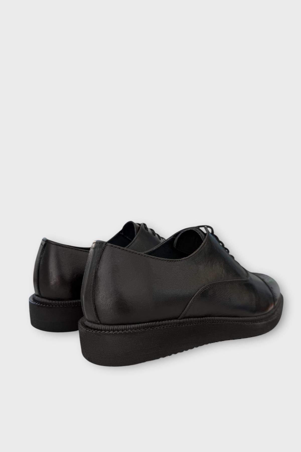 Erkek Bağcıklı Klasik Hakiki Deri Ayakkabı SİYAH - Görsel 6