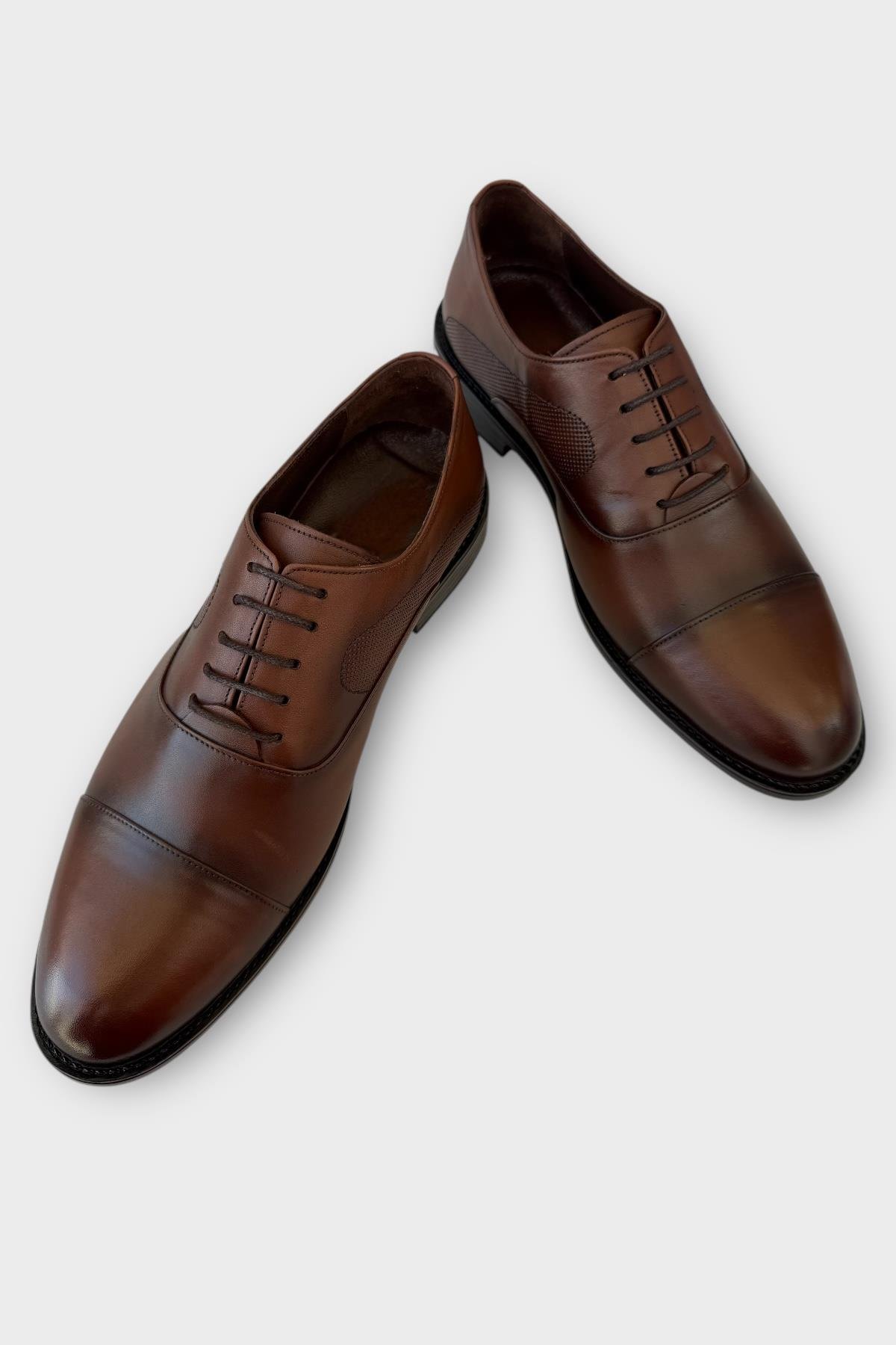 Erkek Bağcıklı Klasik Hakiki Deri Ayakkabı TABA - Görsel 4