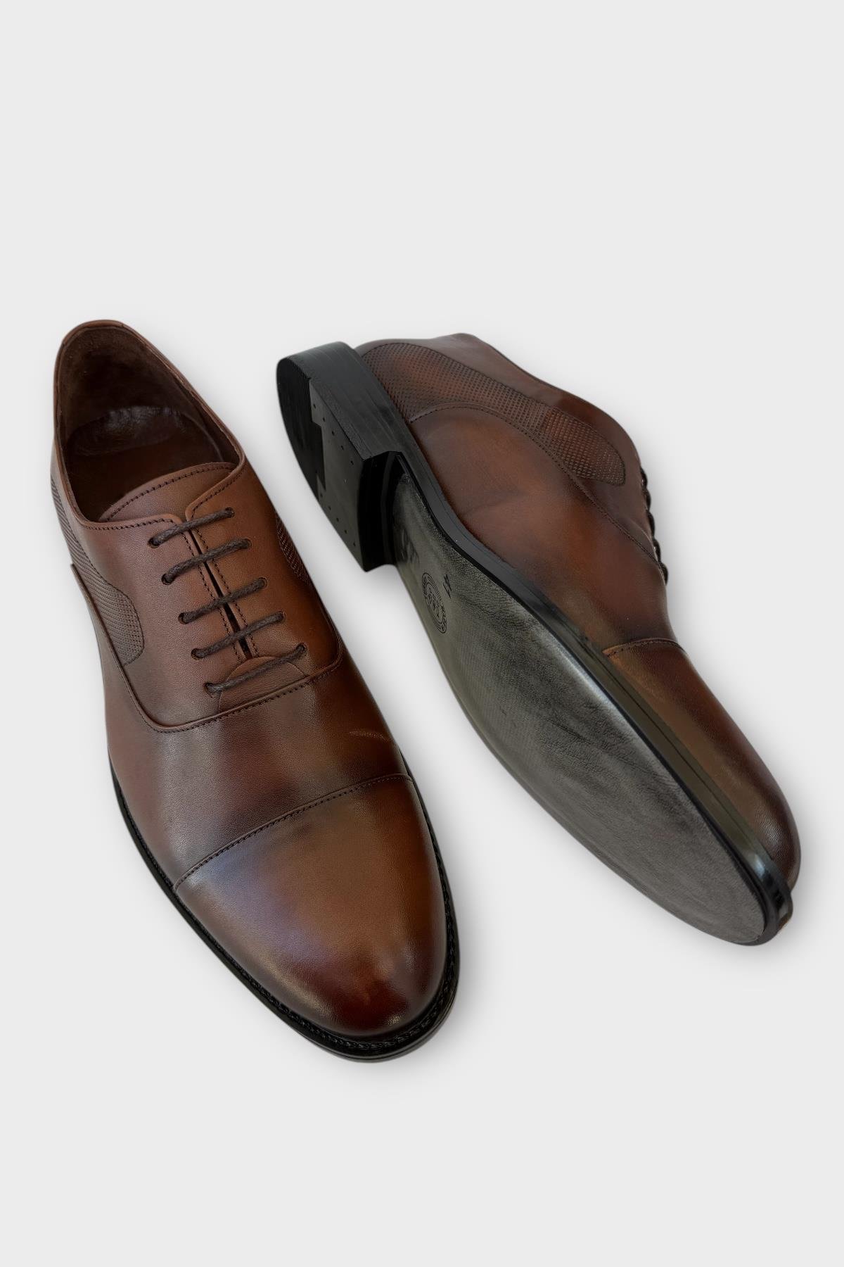 Erkek Bağcıklı Klasik Hakiki Deri Ayakkabı TABA - Görsel 5