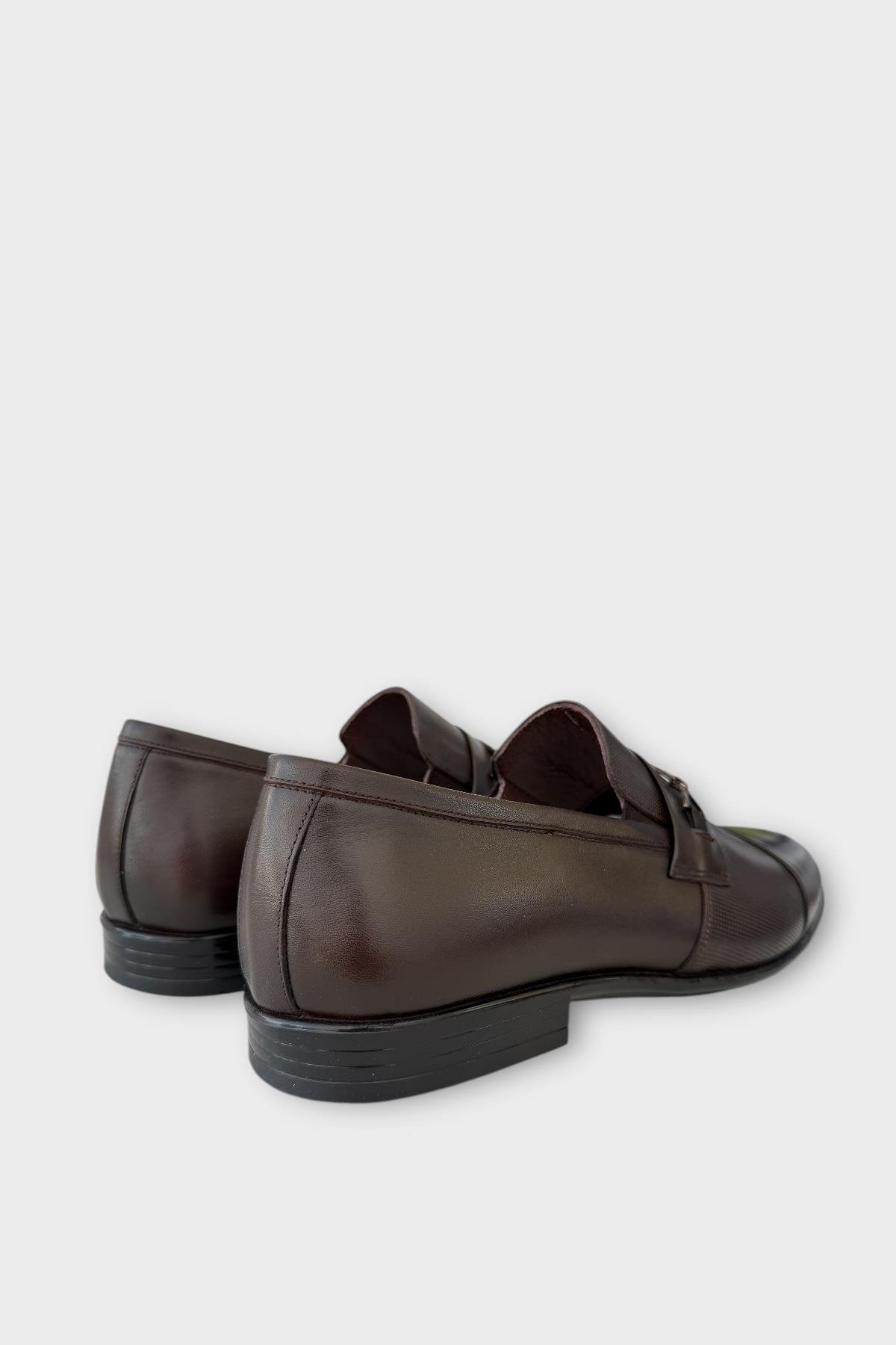 Erkek Tokalı Hakiki Deri Ayakkabı KAHVERENGİ - Görsel 5