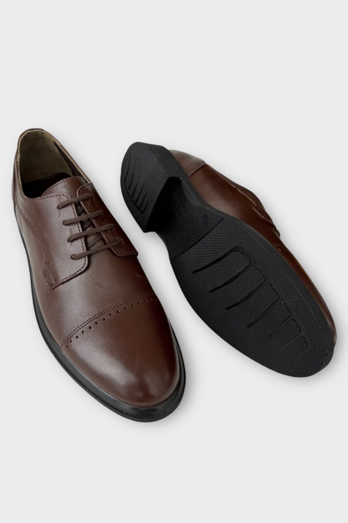 Erkek Hakiki Deri Bağcıklı Ayakkabı KAHVERENGİ - Görsel 5