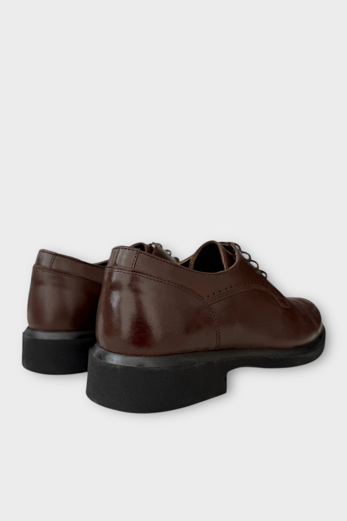 Erkek Hakiki Deri Bağcıklı Ayakkabı KAHVERENGİ - Görsel 6