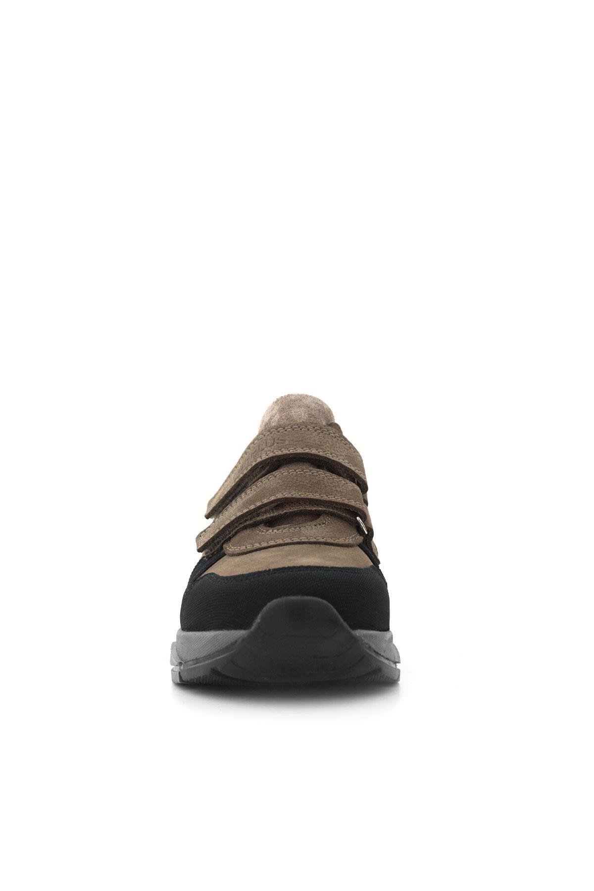 Hakiki Deri Kahverengi Siyah Çocuk Sneakers Spor Ayakkabı - Görsel 4