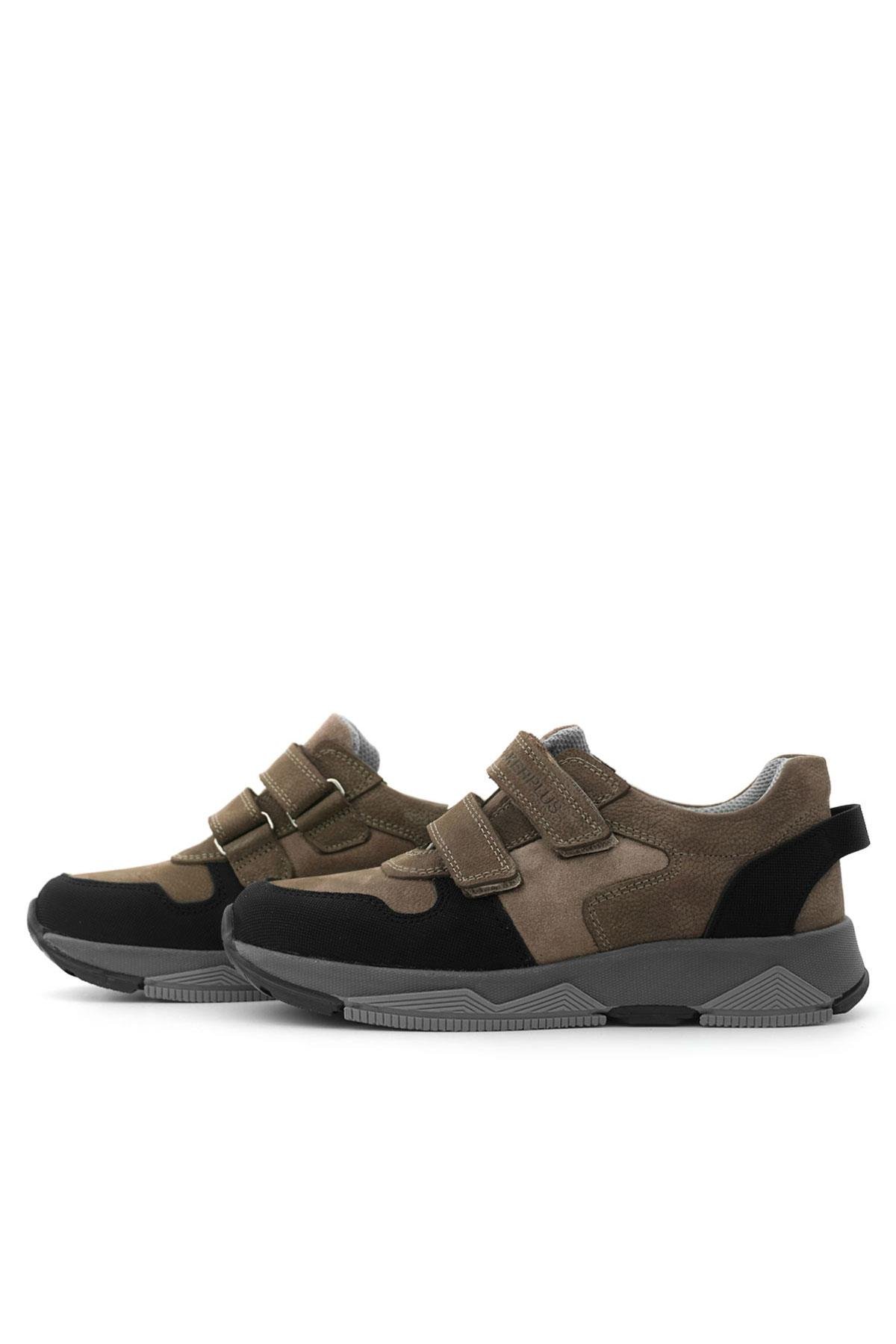 Hakiki Deri Kahverengi Siyah Çocuk Sneakers Spor Ayakkabı - Görsel 6