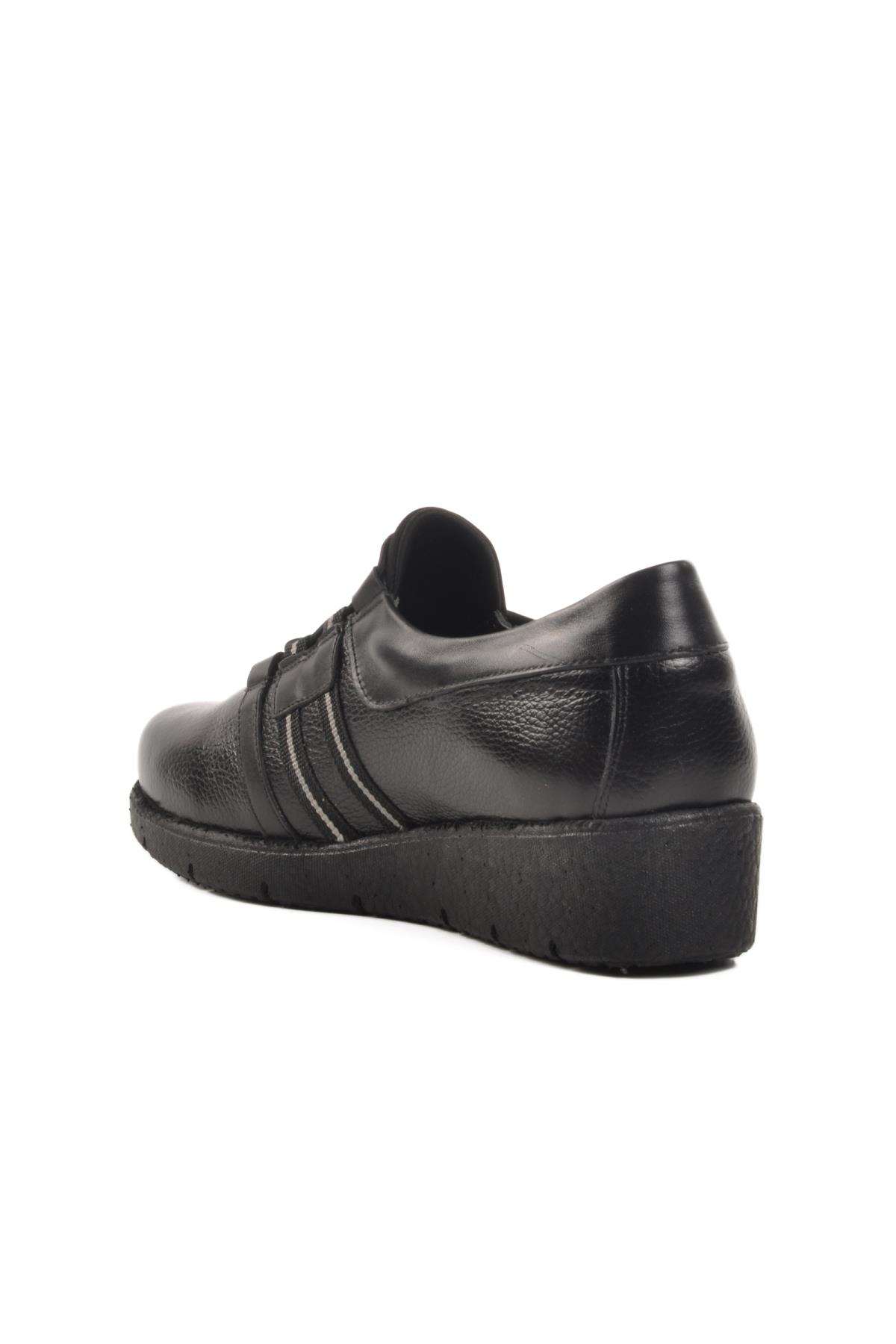 BB0121 Z Siyah Hakiki Deri Kadın Günlük Ayakkabı - Görsel 5