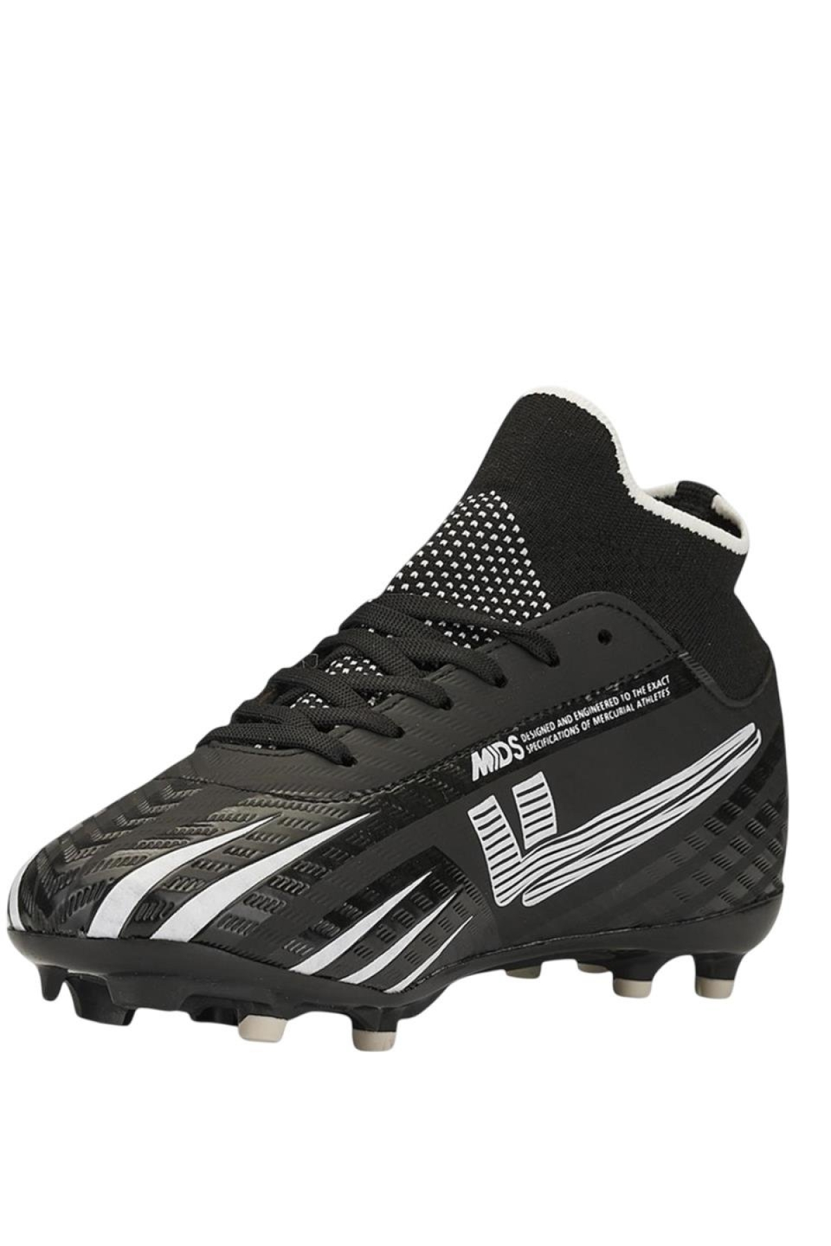 Boğazlı Krampon Çim ve Halı Saha Futbol Ayakkabısı SİYAH - BEYAZ - Görsel 3