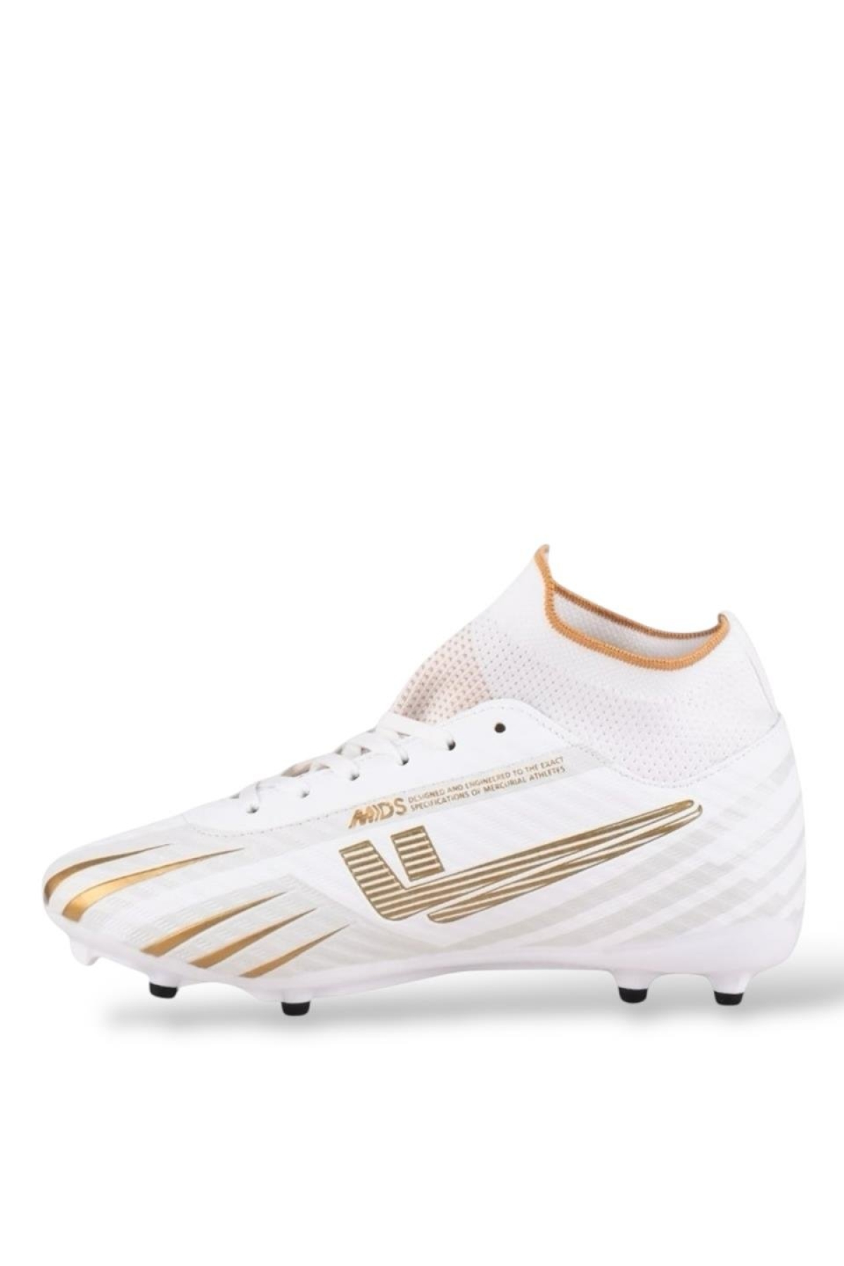 Boğazlı Krampon Çim ve Halı Saha Futbol Ayakkabısı BEYAZ - ALTIN - Görsel 3