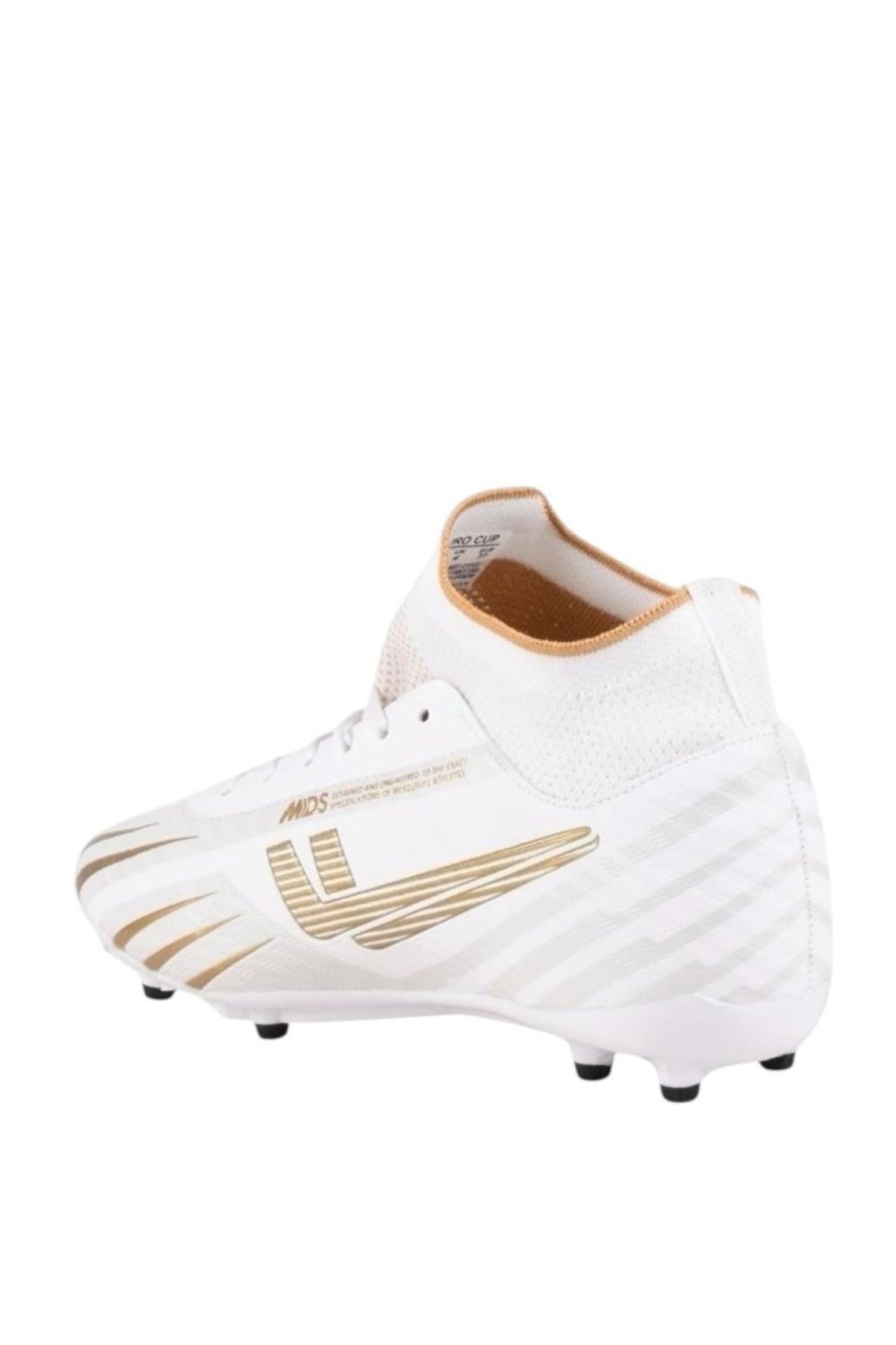 Boğazlı Krampon Çim ve Halı Saha Futbol Ayakkabısı BEYAZ - ALTIN - Görsel 4