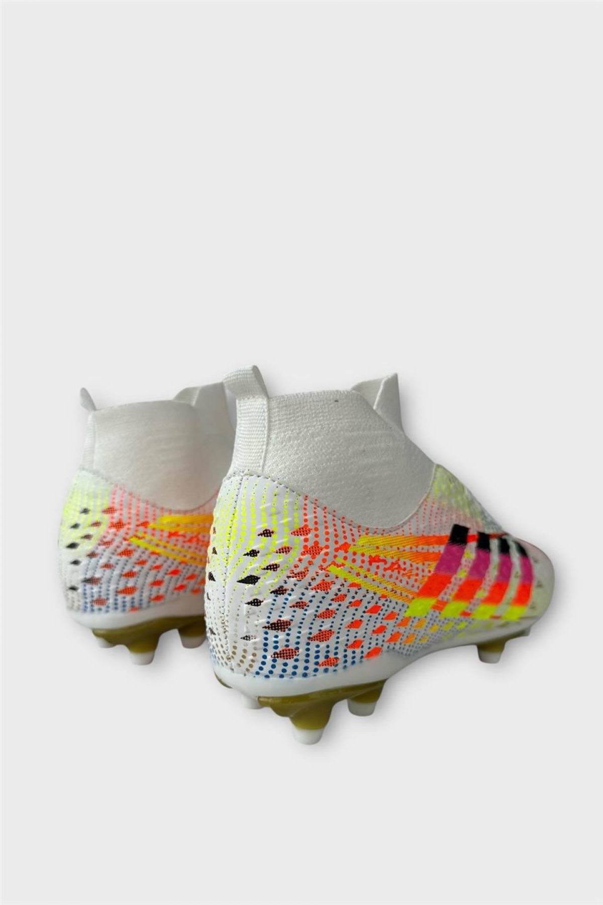 Erkek Boğazlı Renkli Desenli Halı Saha ve Çim Saha Kramponu BEYAZ - Görsel 6
