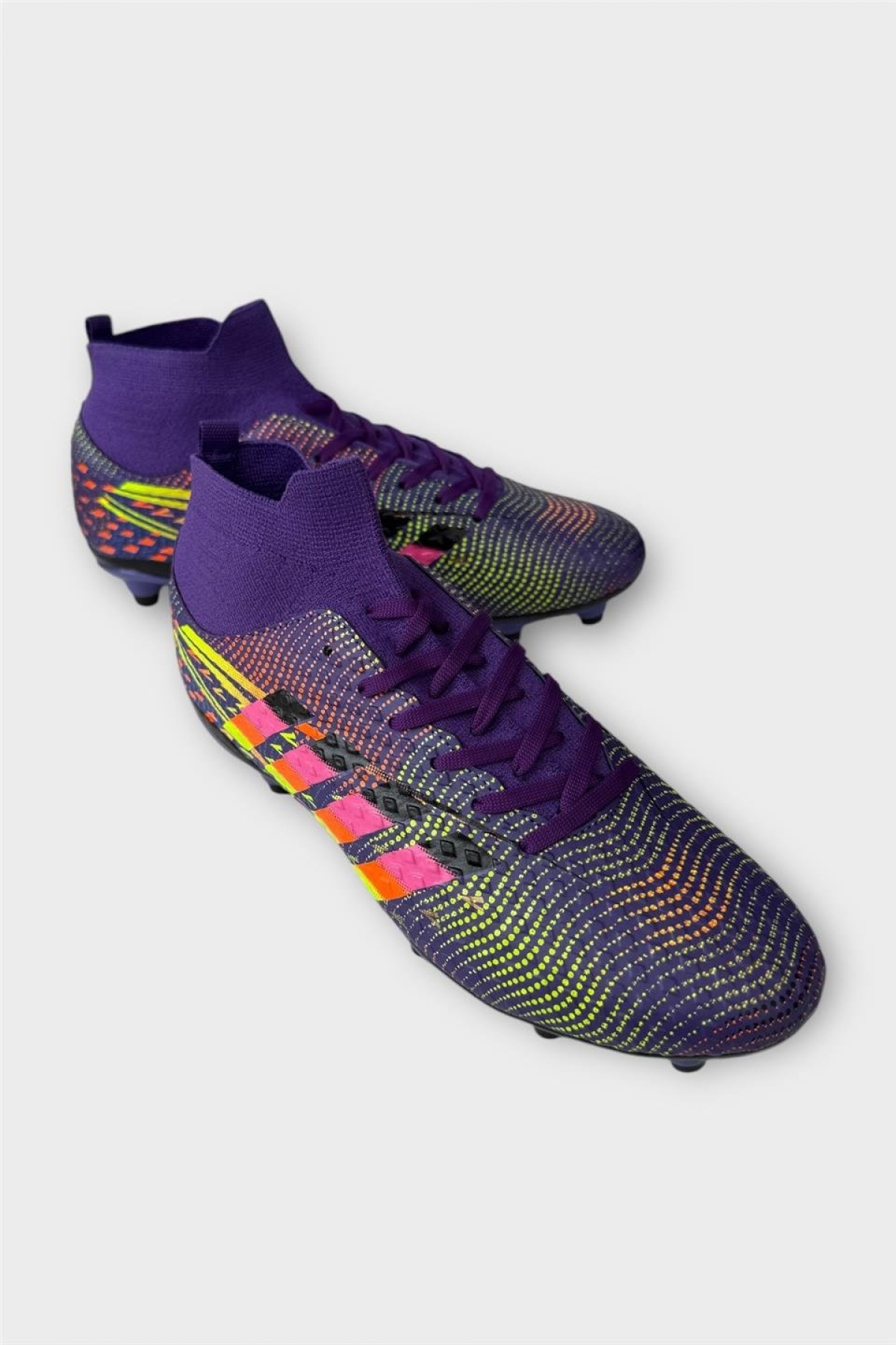 Erkek Boğazlı Renkli Desenli Halı Saha ve Çim Saha Kramponu MOR - Görsel 3