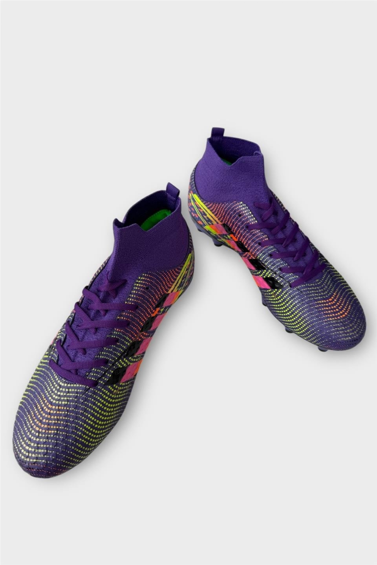 Erkek Boğazlı Renkli Desenli Halı Saha ve Çim Saha Kramponu MOR - Görsel 4