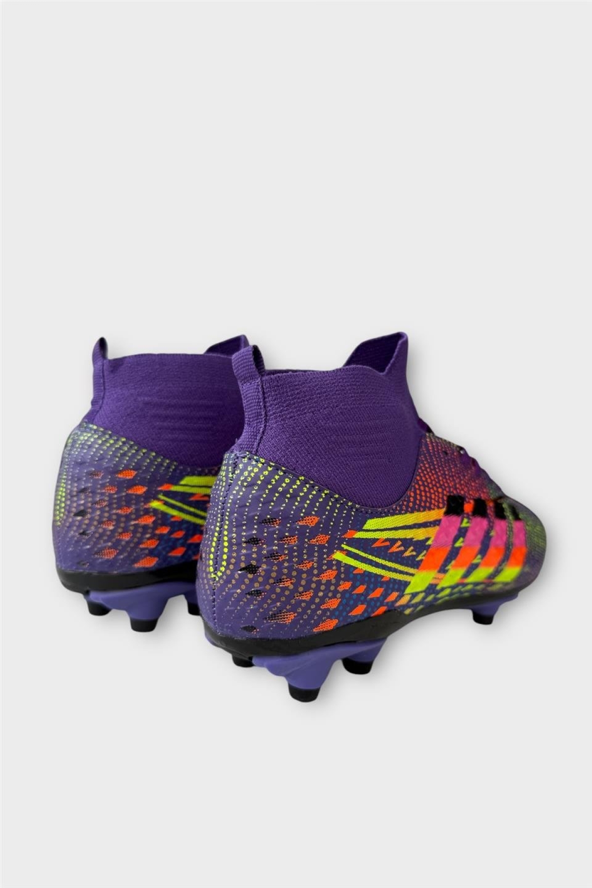 Erkek Boğazlı Renkli Desenli Halı Saha ve Çim Saha Kramponu MOR - Görsel 6