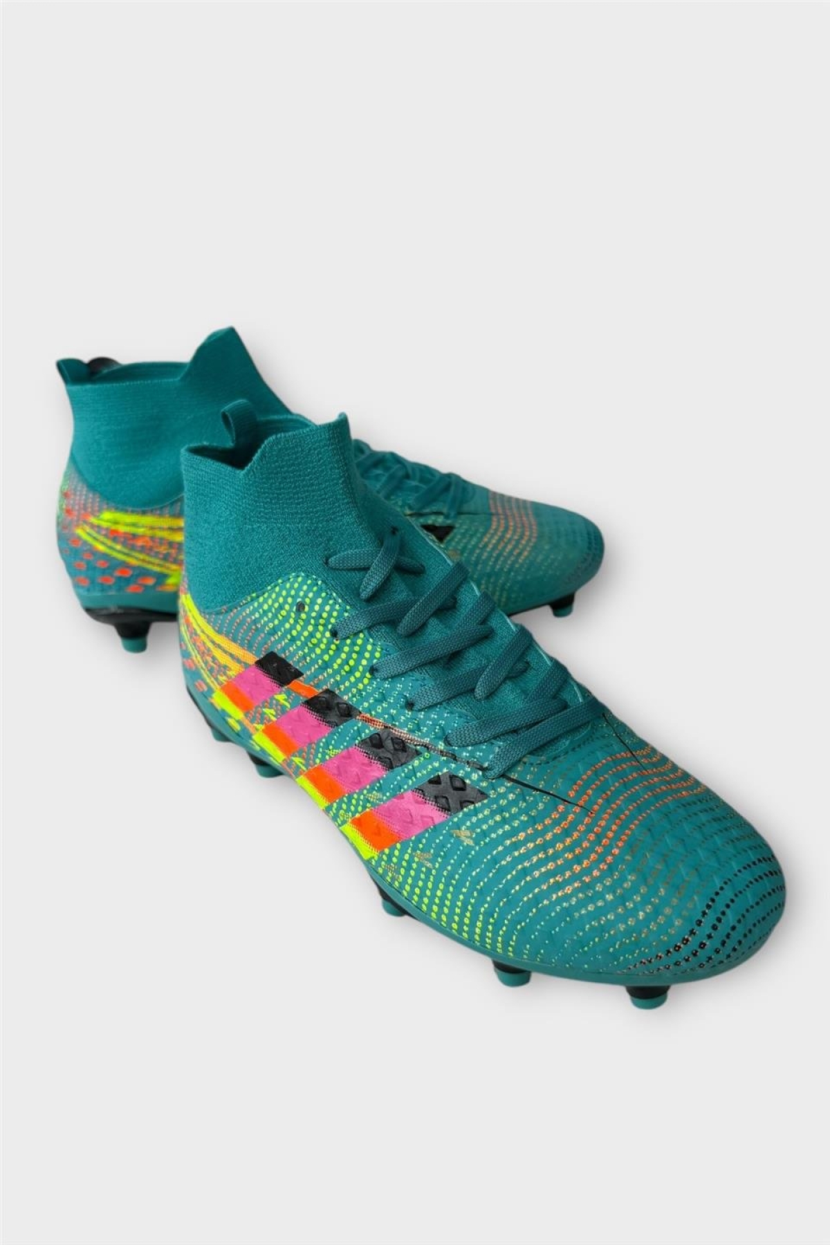 Erkek Boğazlı Renkli Desenli Halı Saha ve Çim Saha Kramponu TURKUAZ - Görsel 3
