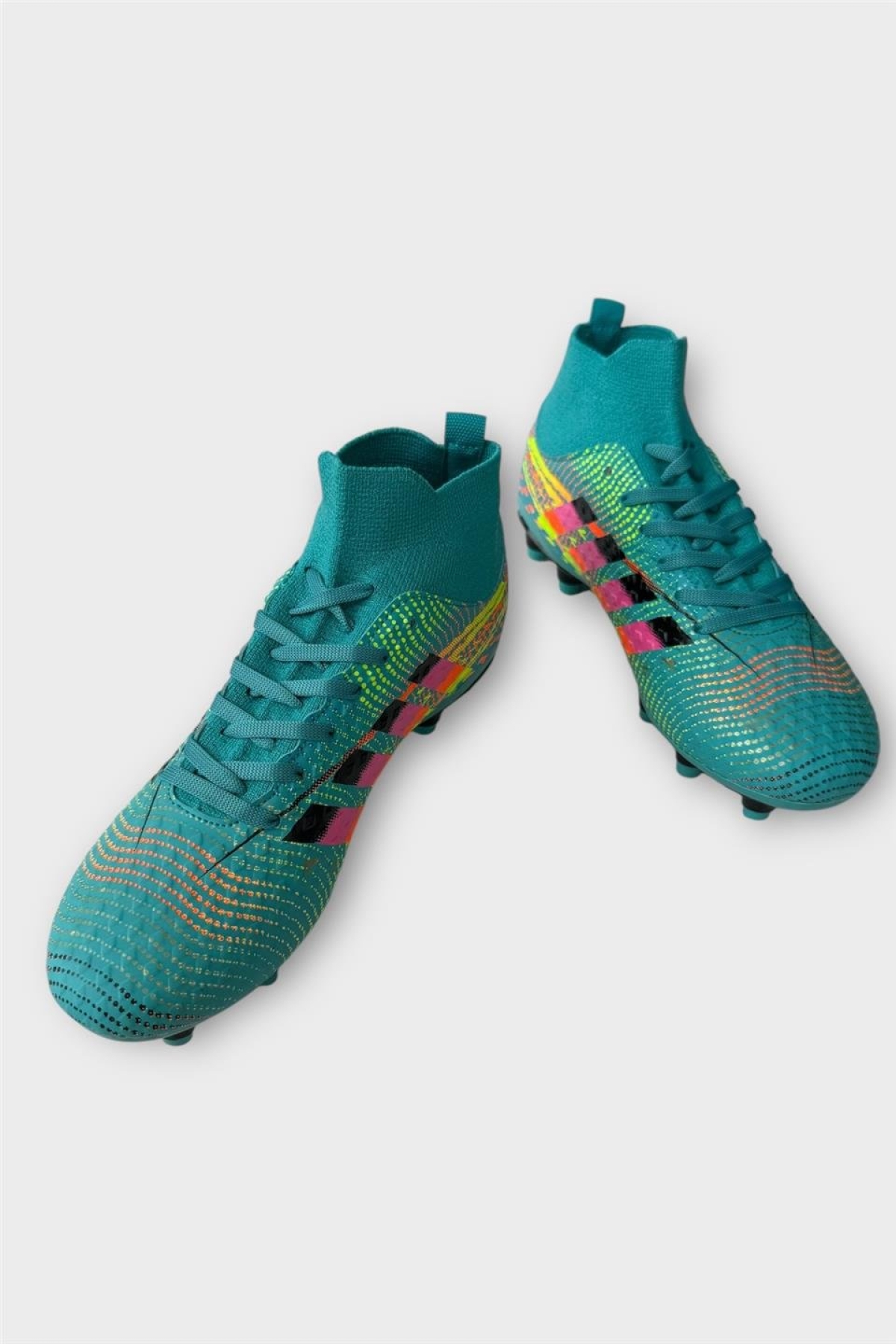 Erkek Boğazlı Renkli Desenli Halı Saha ve Çim Saha Kramponu TURKUAZ - Görsel 4