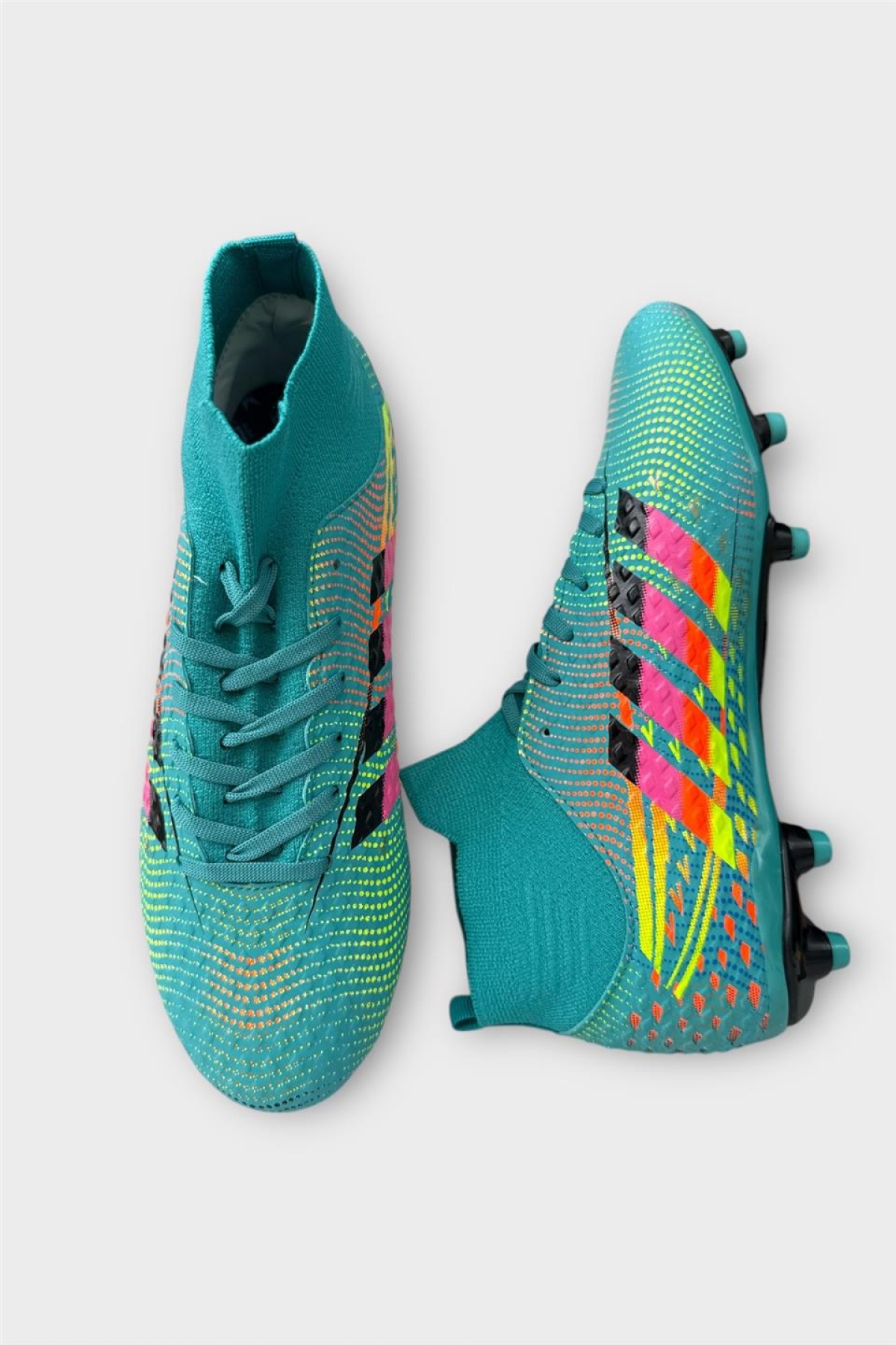 Erkek Boğazlı Renkli Desenli Halı Saha ve Çim Saha Kramponu TURKUAZ - Görsel 7