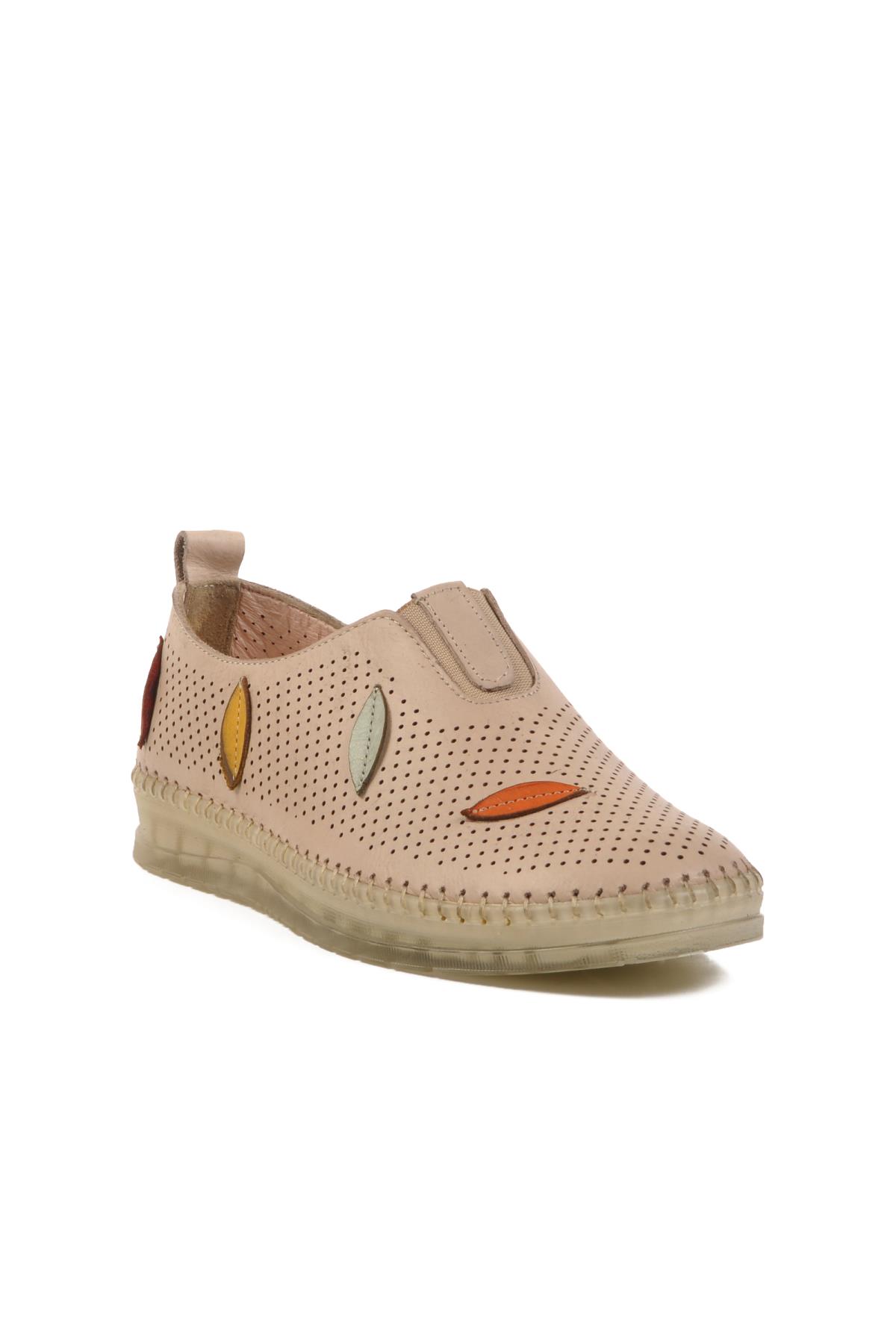 Bej Hakiki Deri Kadın Günlük Ayakkabı 515 - Görsel 2