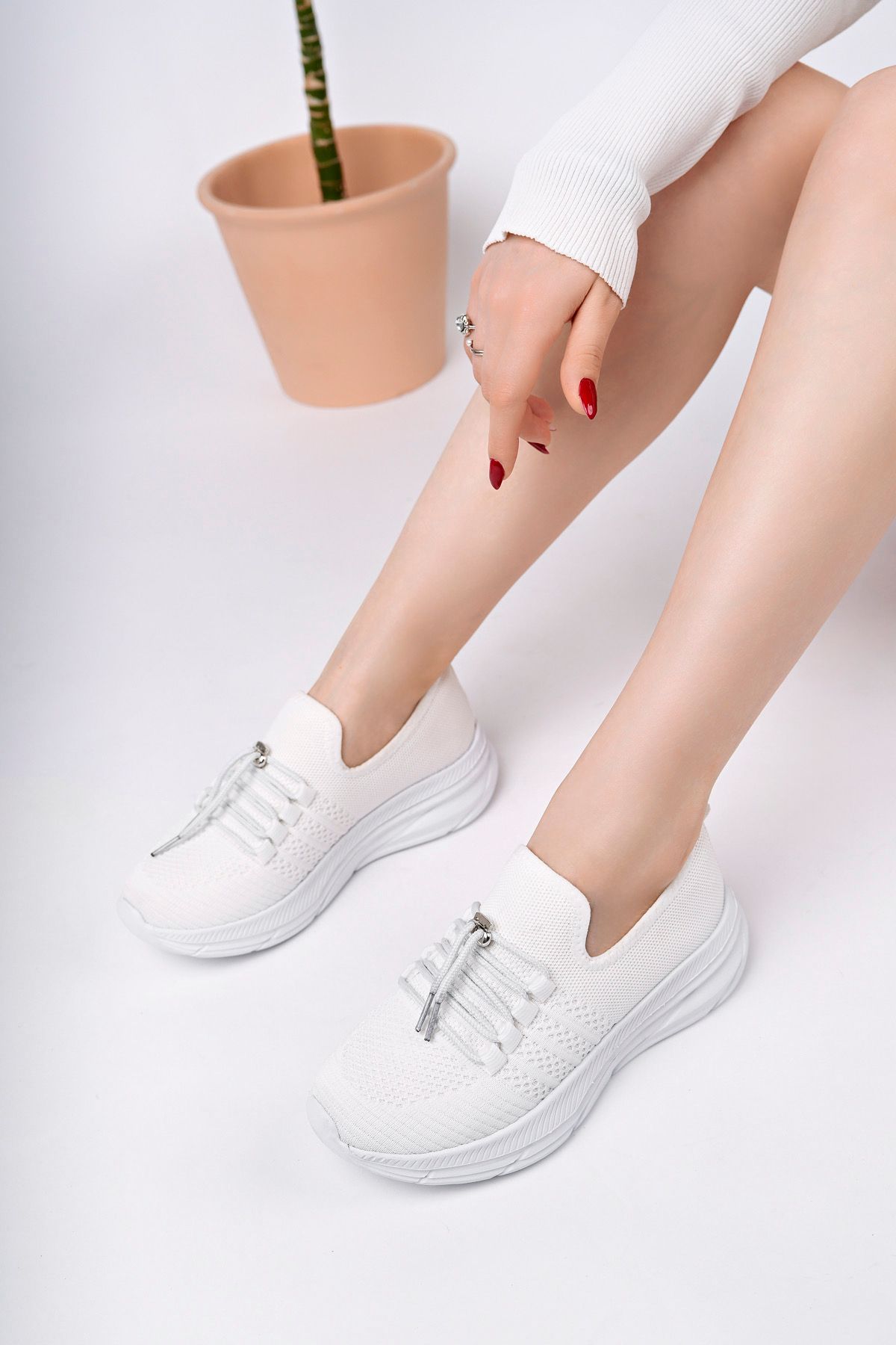 2411 BAĞLI HAFİF TABAN ANATOMİK TRİKO SNEAKER AYAKKABI - Görsel 3