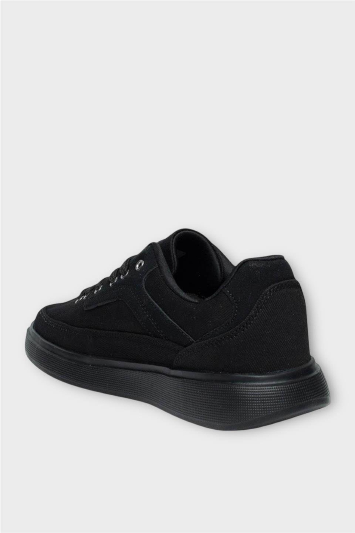 Erkek Keten Gabardin Kumaş Günlük Sneaker Ayakkabı SİYAH - Görsel 4