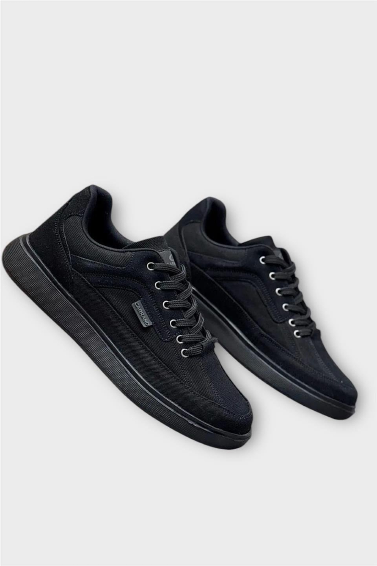 Erkek Keten Gabardin Kumaş Günlük Sneaker Ayakkabı SİYAH - Görsel 6