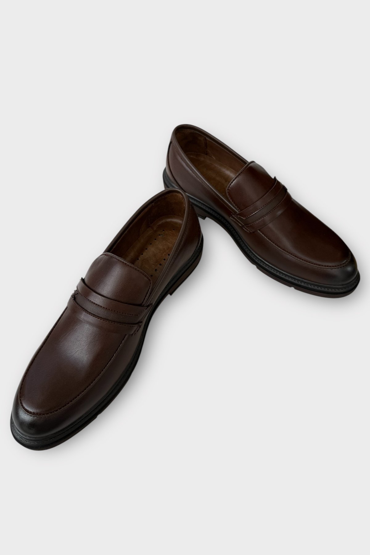 Erkek Deri Görünümlü Günlük Ayakkabı KAHVERENGİ - Görsel 4