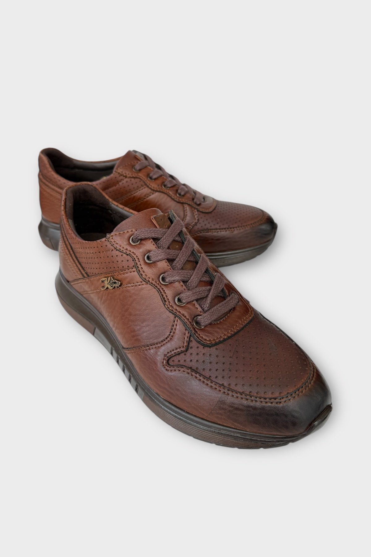 Deri Görünümlü Bağcıklı Erkek Günlük Ayakkabı TABA - Görsel 3