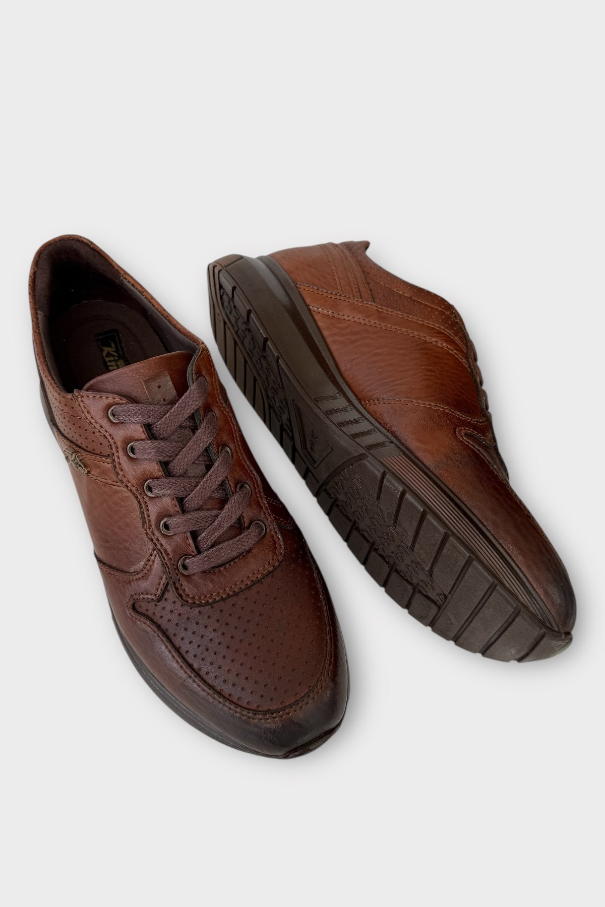 Deri Görünümlü Bağcıklı Erkek Günlük Ayakkabı TABA - Görsel 5